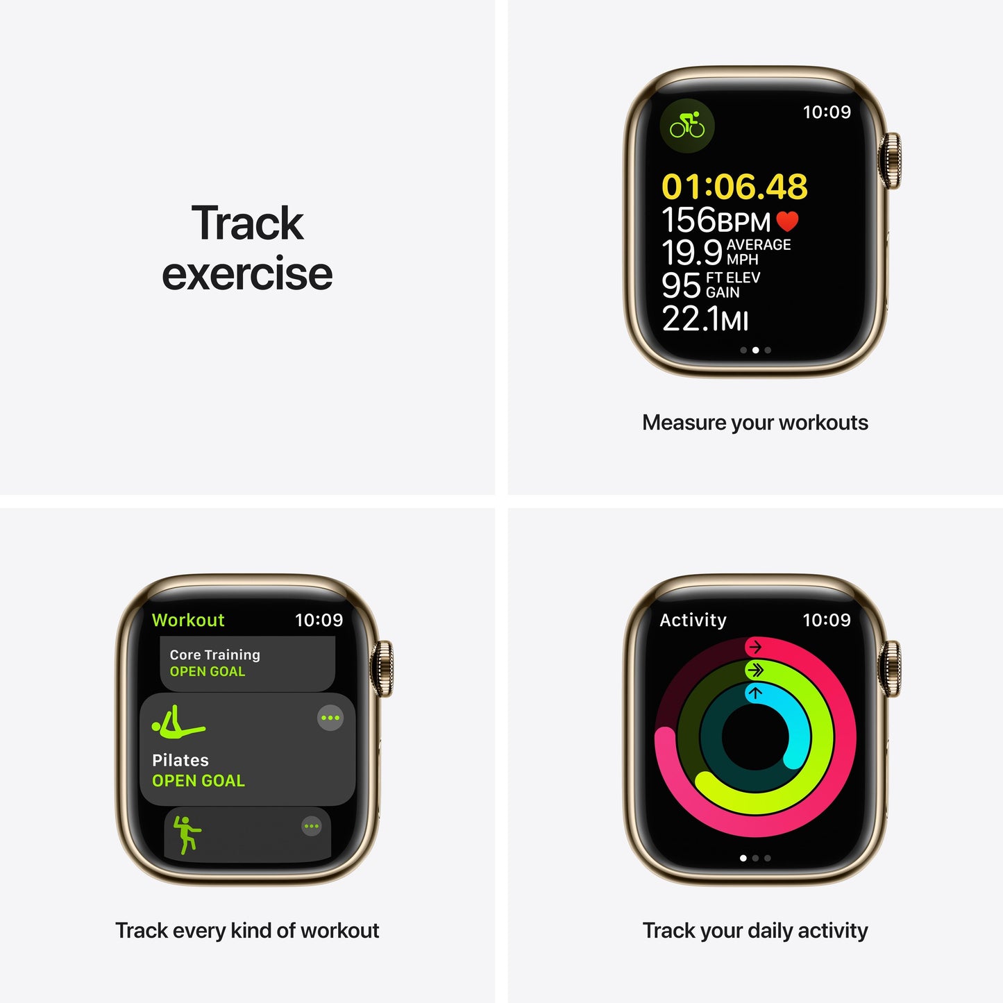 Apple Watch Series 7 GPS + Cellular, 41mm Gold Stainless Steel Case with Abyss Blue Sport Band - Regular