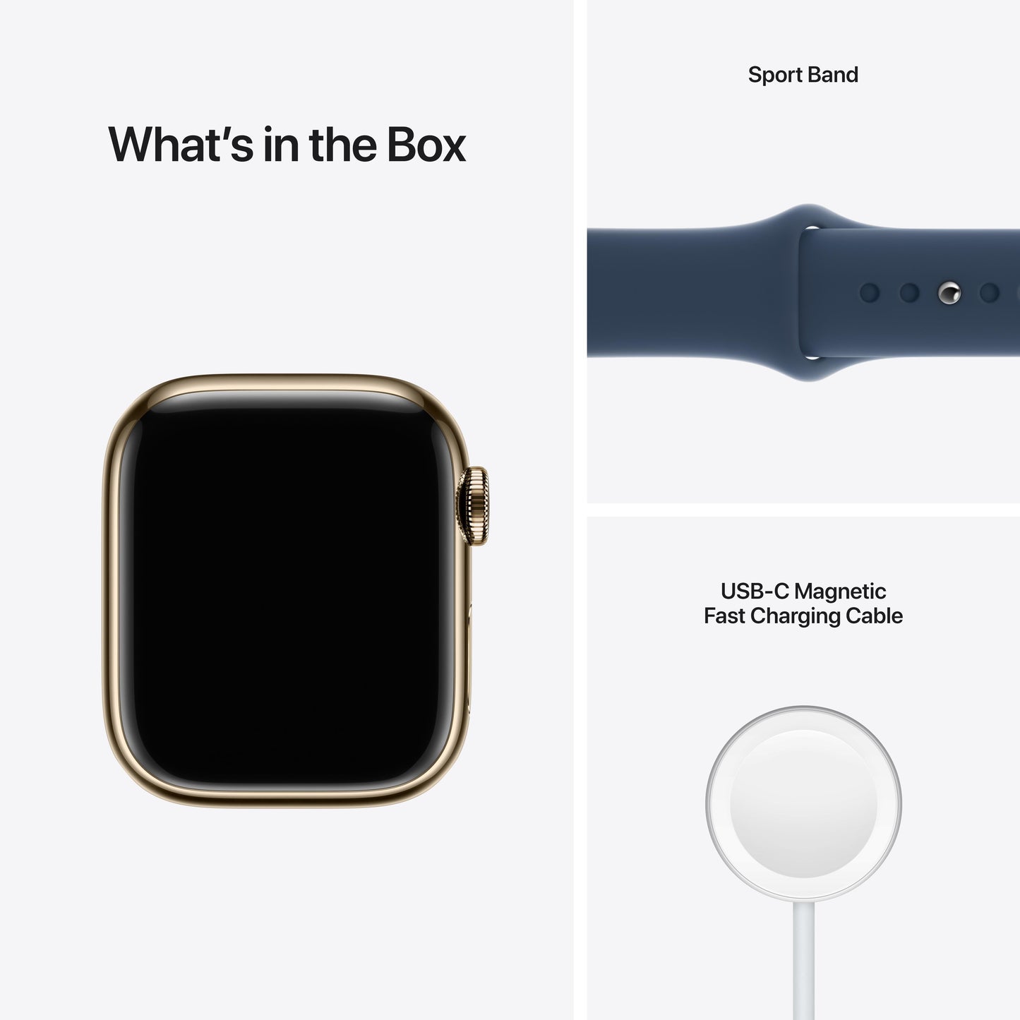 Apple Watch Series 7 GPS + Cellular, 41mm Gold Stainless Steel Case with Abyss Blue Sport Band - Regular