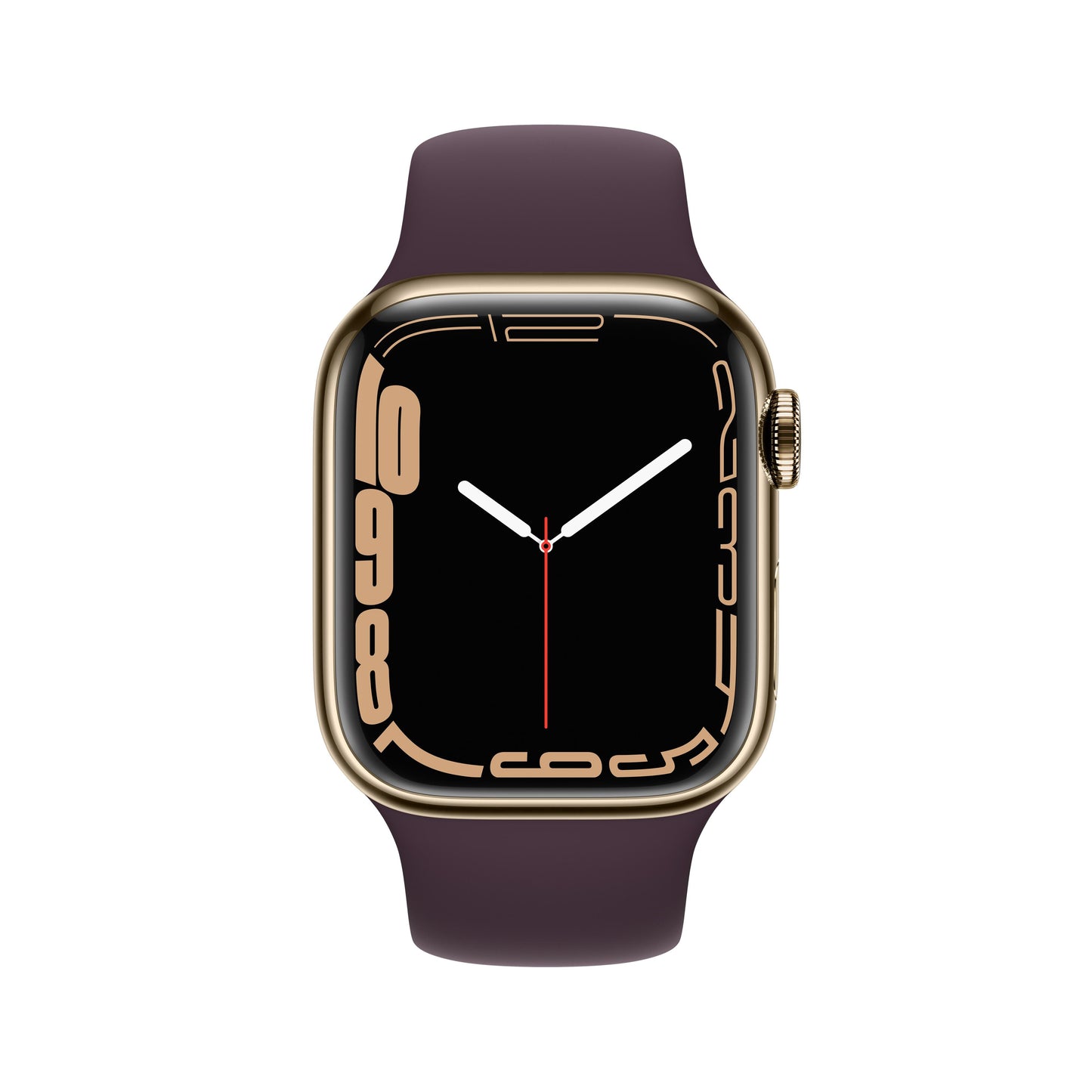 Apple Watch Series 7 GPS + Cellular, 41mm Gold Stainless Steel Case with Dark Cherry Sport Band - Regular