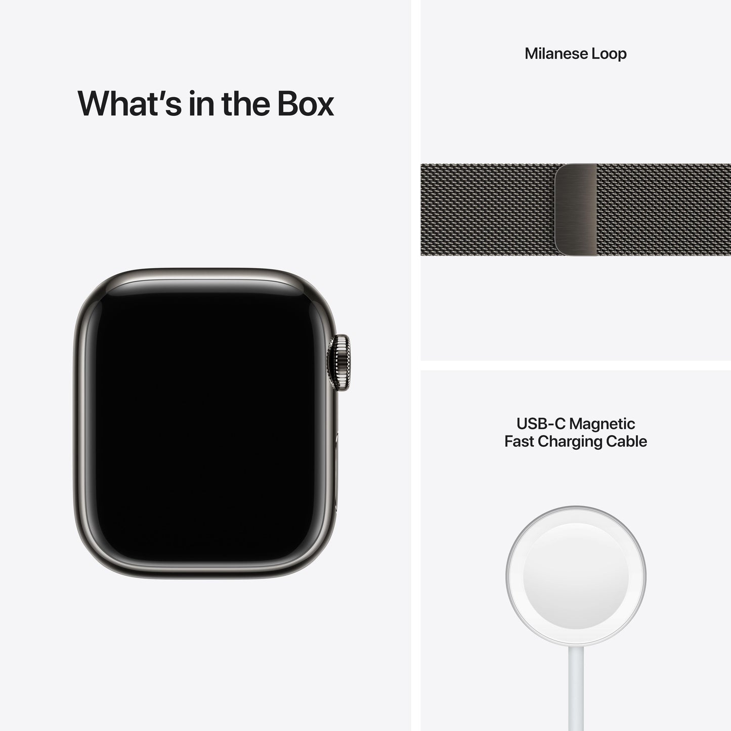 Apple Watch Series 7 GPS + Cellular, 41mm Graphite Stainless Steel Case with Graphite Milanese Loop
