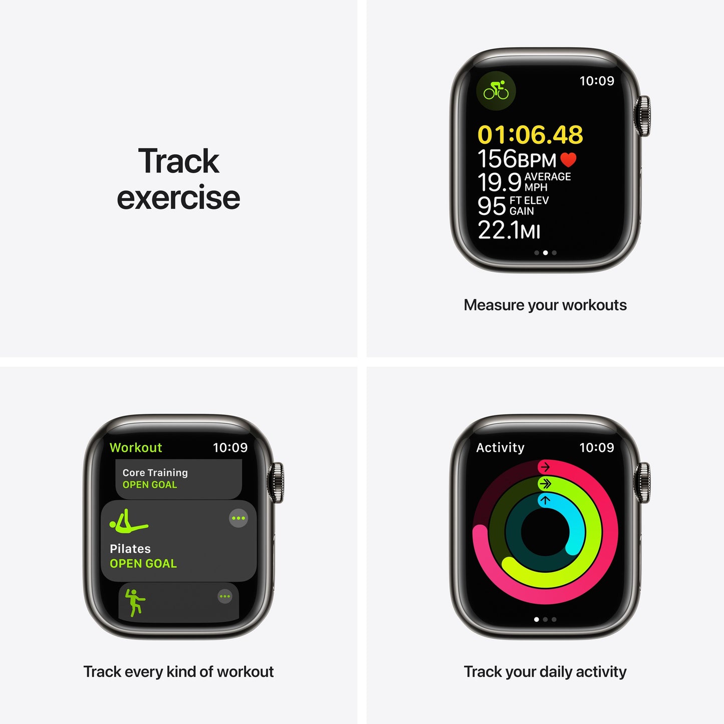 Apple Watch Series 7 GPS + Cellular, 41mm Graphite Stainless Steel Case with Midnight Sport Band - Regular