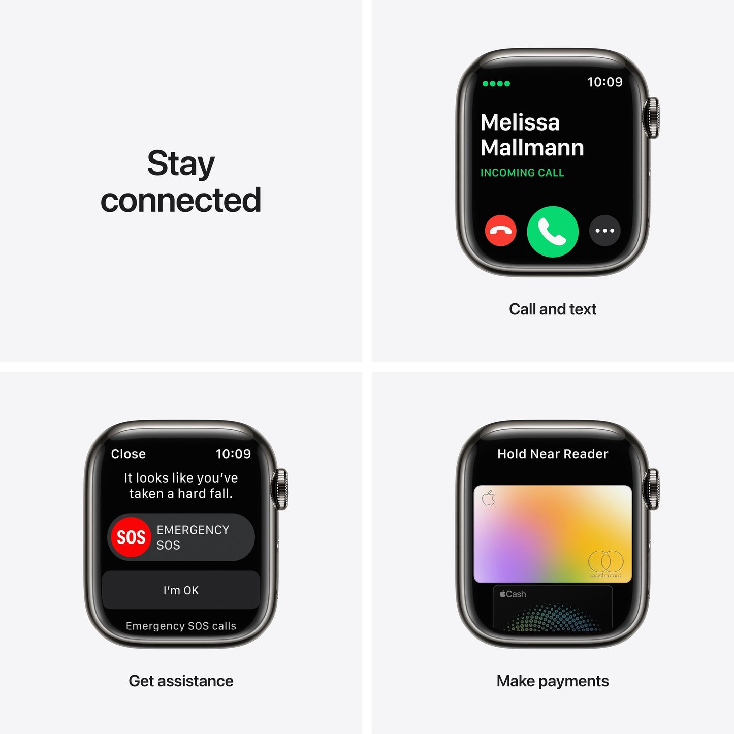 Apple Watch Series 7 GPS + Cellular, 41mm Graphite Stainless Steel Case with Midnight Sport Band - Regular