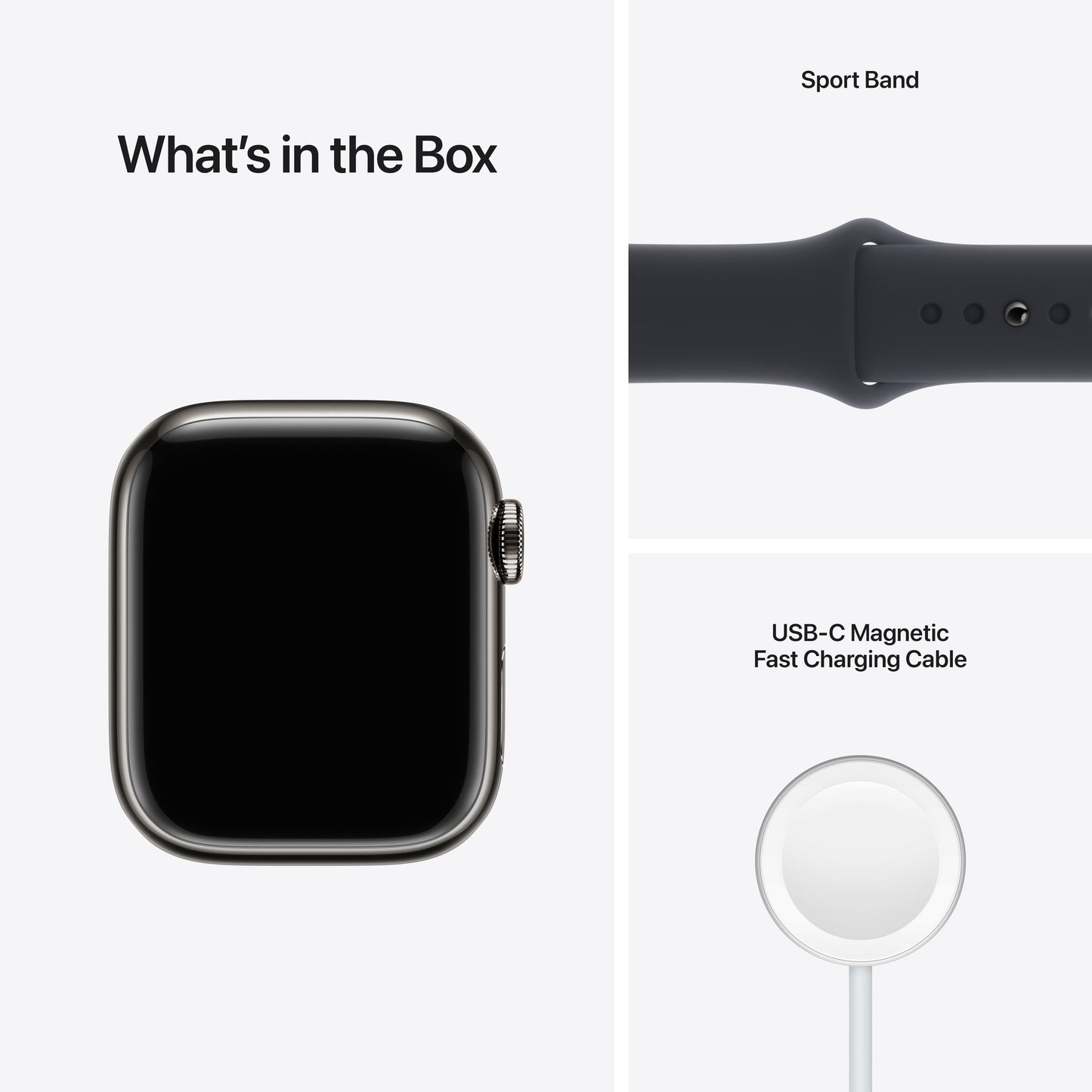 Apple Watch Series 7 GPS + Cellular, 41mm Graphite Stainless Steel Case with Midnight Sport Band - Regular