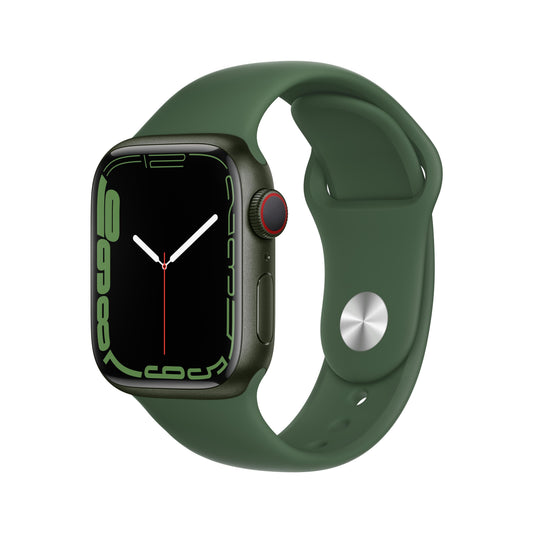 Apple Watch Series 7 GPS + Cellular, 41mm Green Aluminum Case with Clover Sport Band - Regular