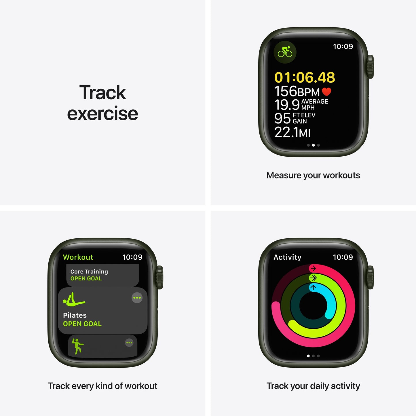 Apple Watch Series 7 GPS + Cellular, 41mm Green Aluminum Case with Clover Sport Band - Regular