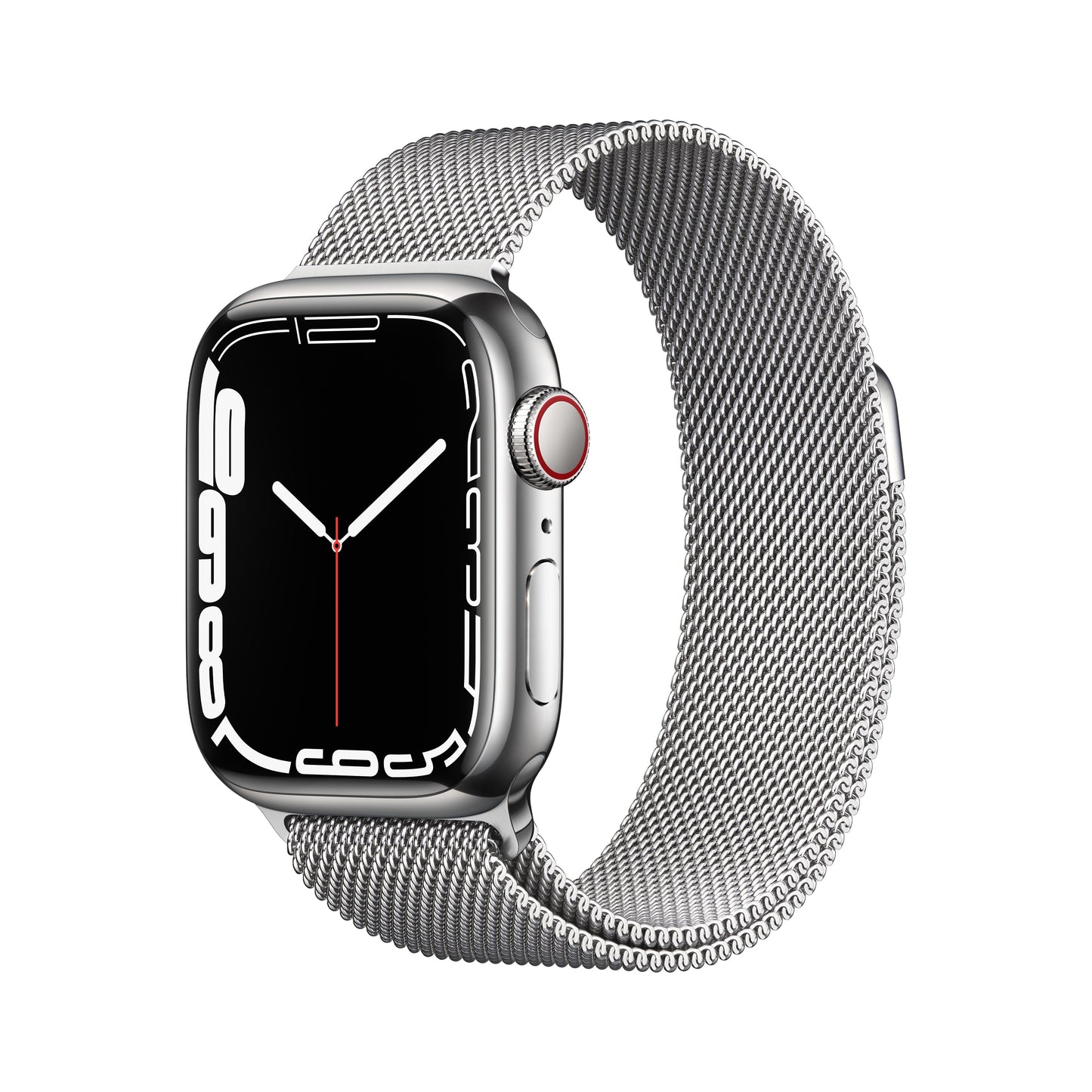 Apple Watch Series 7 GPS + Cellular, 41mm Silver Stainless Steel Case with Silver Milanese Loop