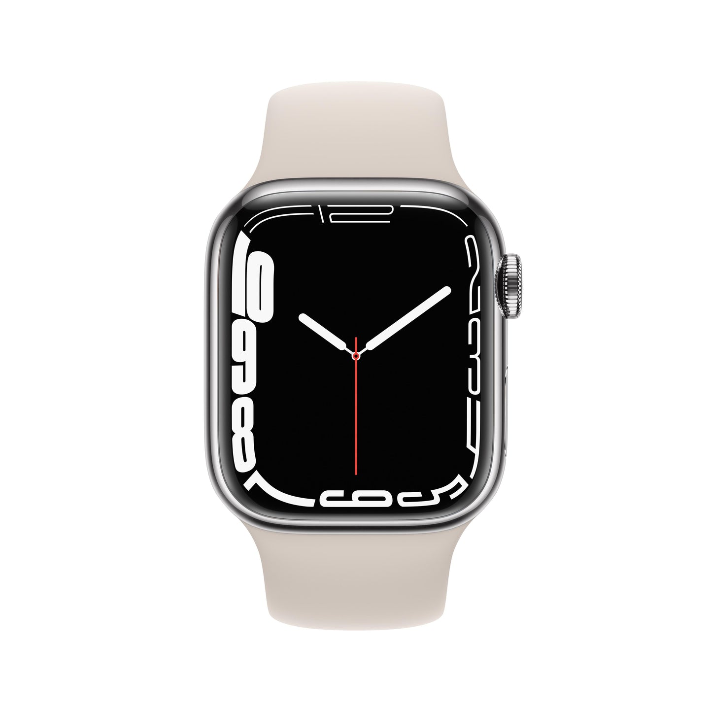 Apple Watch Series 7 GPS + Cellular, 41mm Silver Stainless Steel Case with Starlight Sport Band - Regular