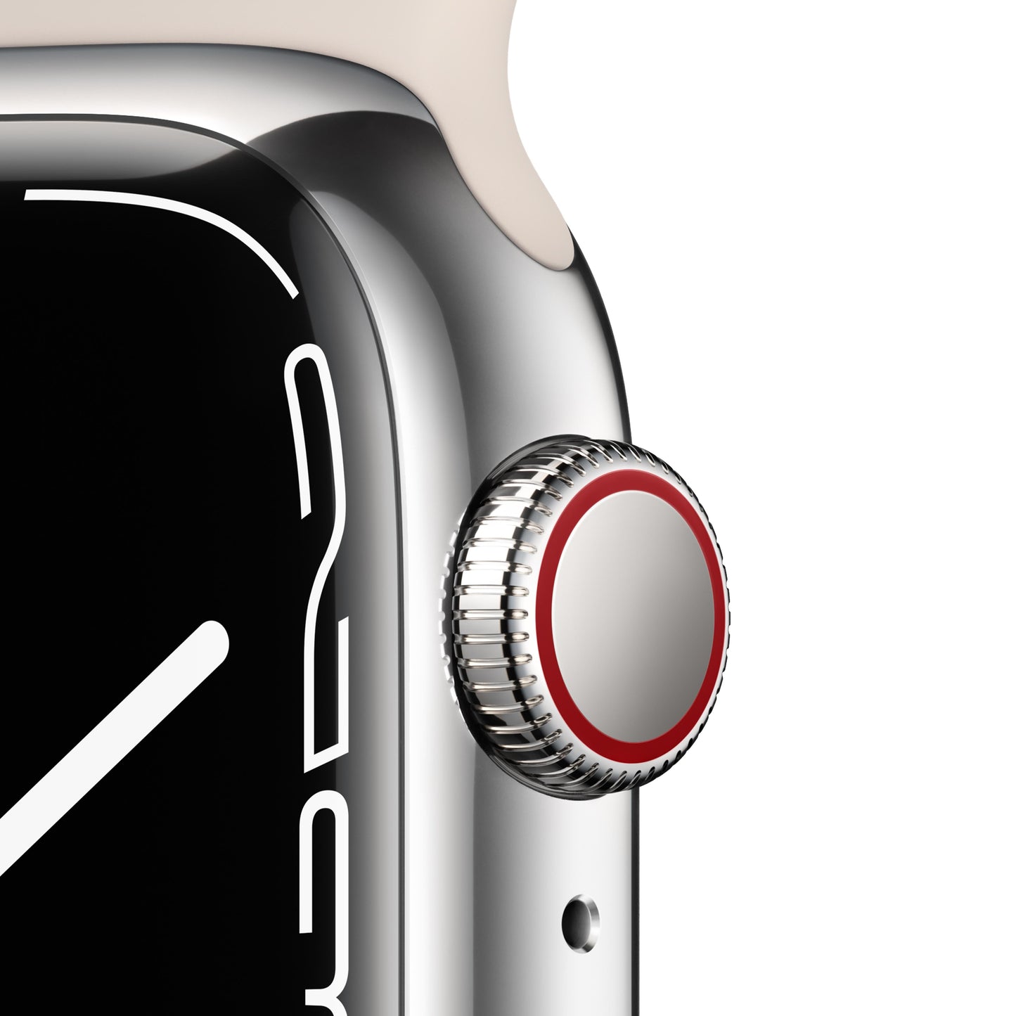 Apple Watch Series 7 GPS + Cellular, 41mm Silver Stainless Steel Case with Starlight Sport Band - Regular