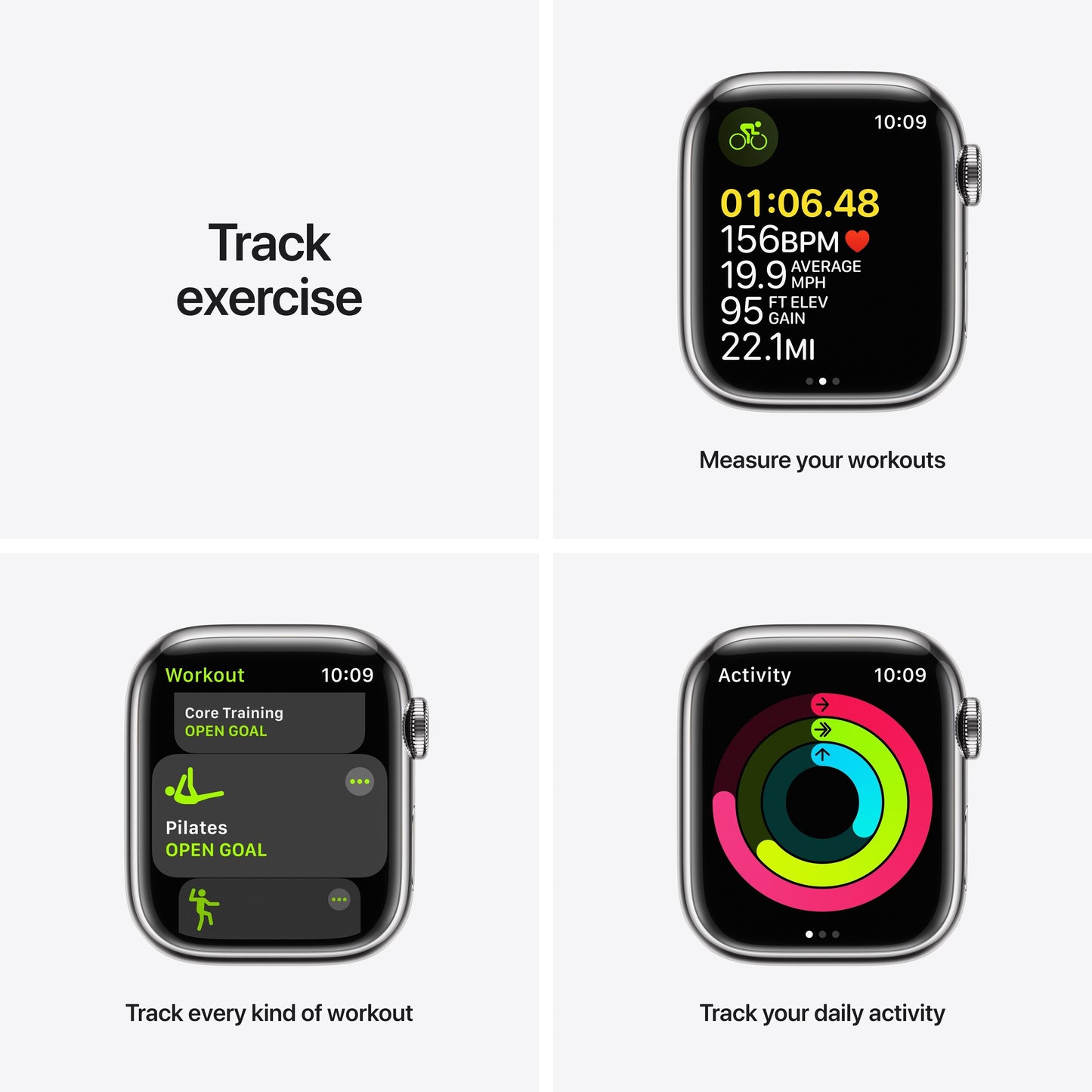 Apple Watch Series 7 GPS + Cellular, 41mm Silver Stainless Steel Case with Starlight Sport Band - Regular