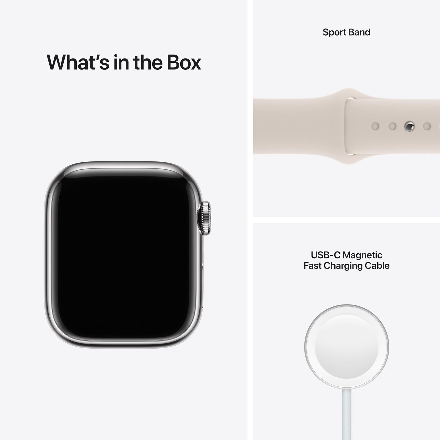 Apple Watch Series 7 GPS + Cellular, 41mm Silver Stainless Steel Case with Starlight Sport Band - Regular