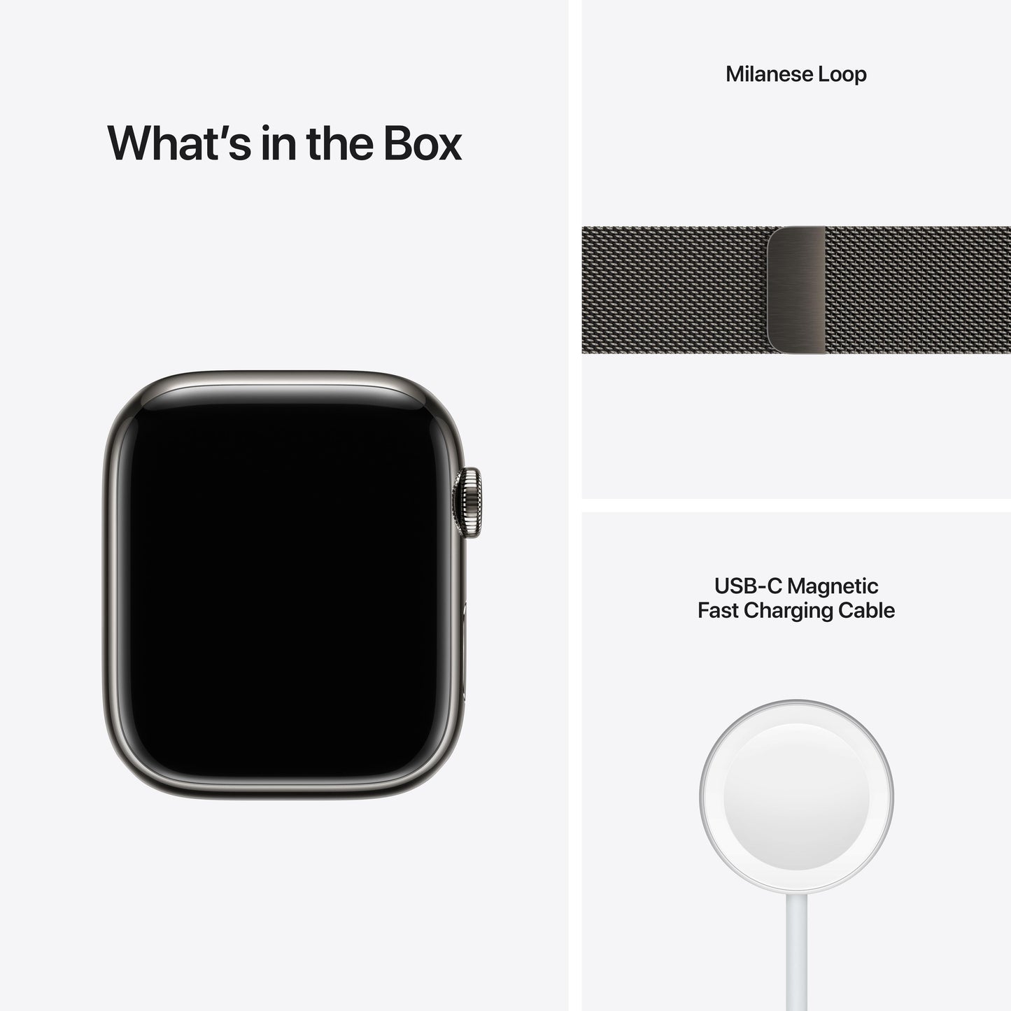Apple Watch Series 7 GPS + Cellular, 45mm Graphite Stainless Steel Case with Graphite Milanese Loop