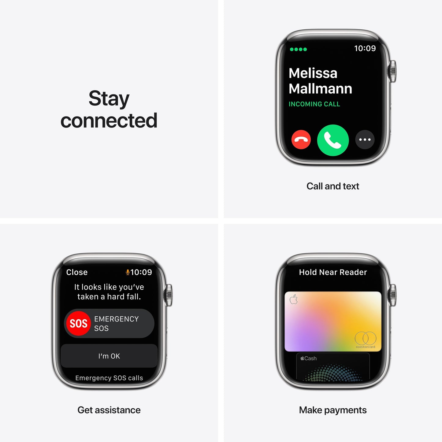 Apple Watch Series 7 GPS + Cellular, 45mm Silver Stainless Steel Case with Silver Milanese Loop