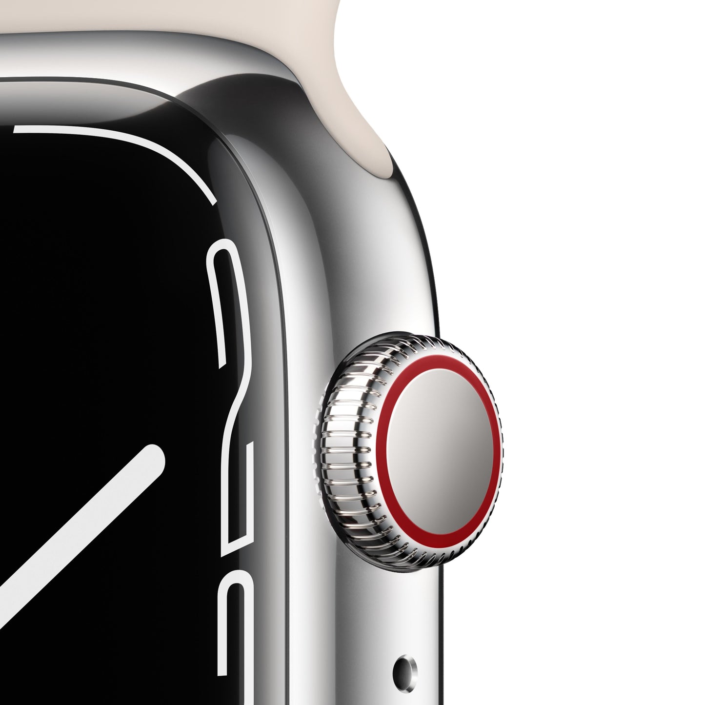 Apple Watch Series 7 GPS + Cellular, 45mm Silver Stainless Steel Case with Starlight Sport Band - Regular