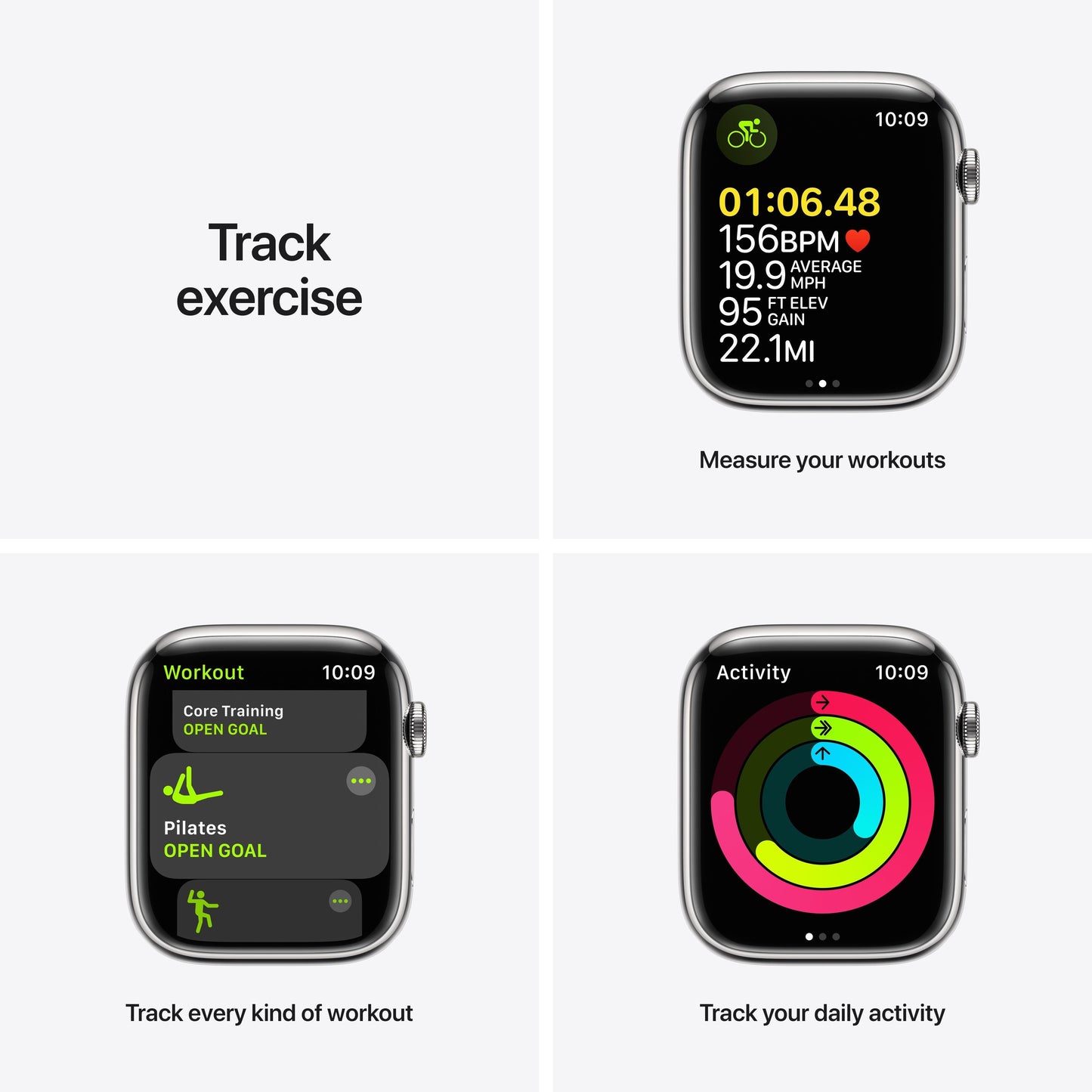 Apple Watch Series 7 GPS + Cellular, 45mm Silver Stainless Steel Case with Starlight Sport Band - Regular