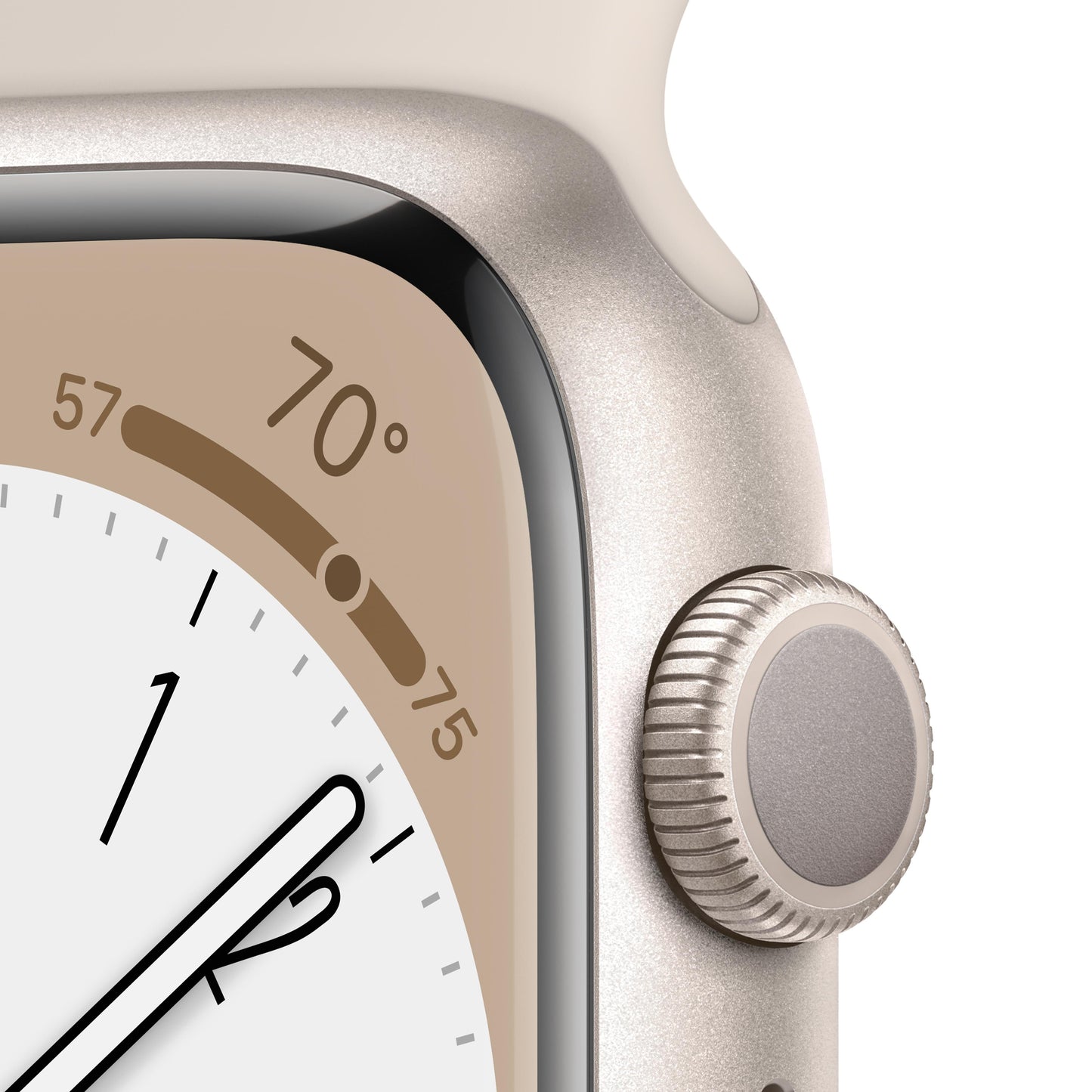 Apple Watch Series 8 GPS de 45 mm con caja de aluminio Starlight y correa deportiva Starlight (talla pequeña/mediana)