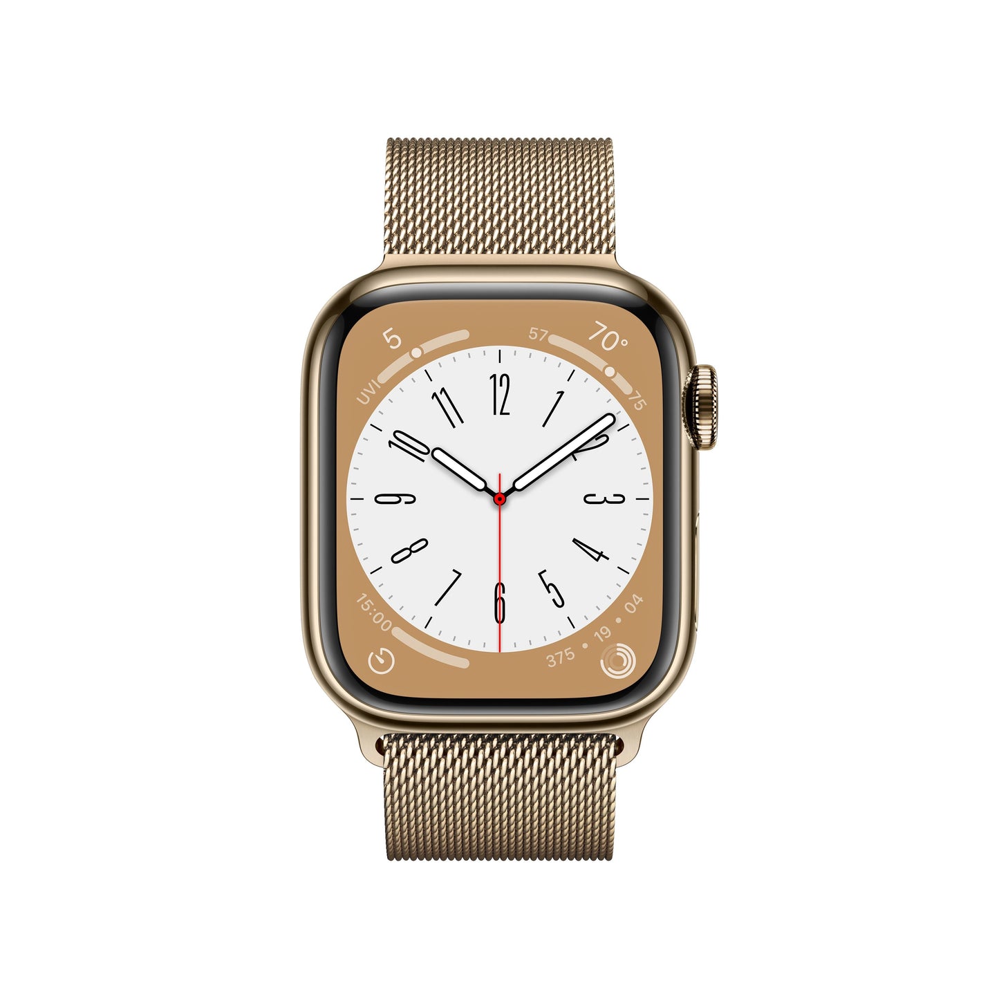 Apple Watch Series 8 GPS + Cellular de 41 mm con caja de acero inoxidable dorado y correa milanesa dorada
