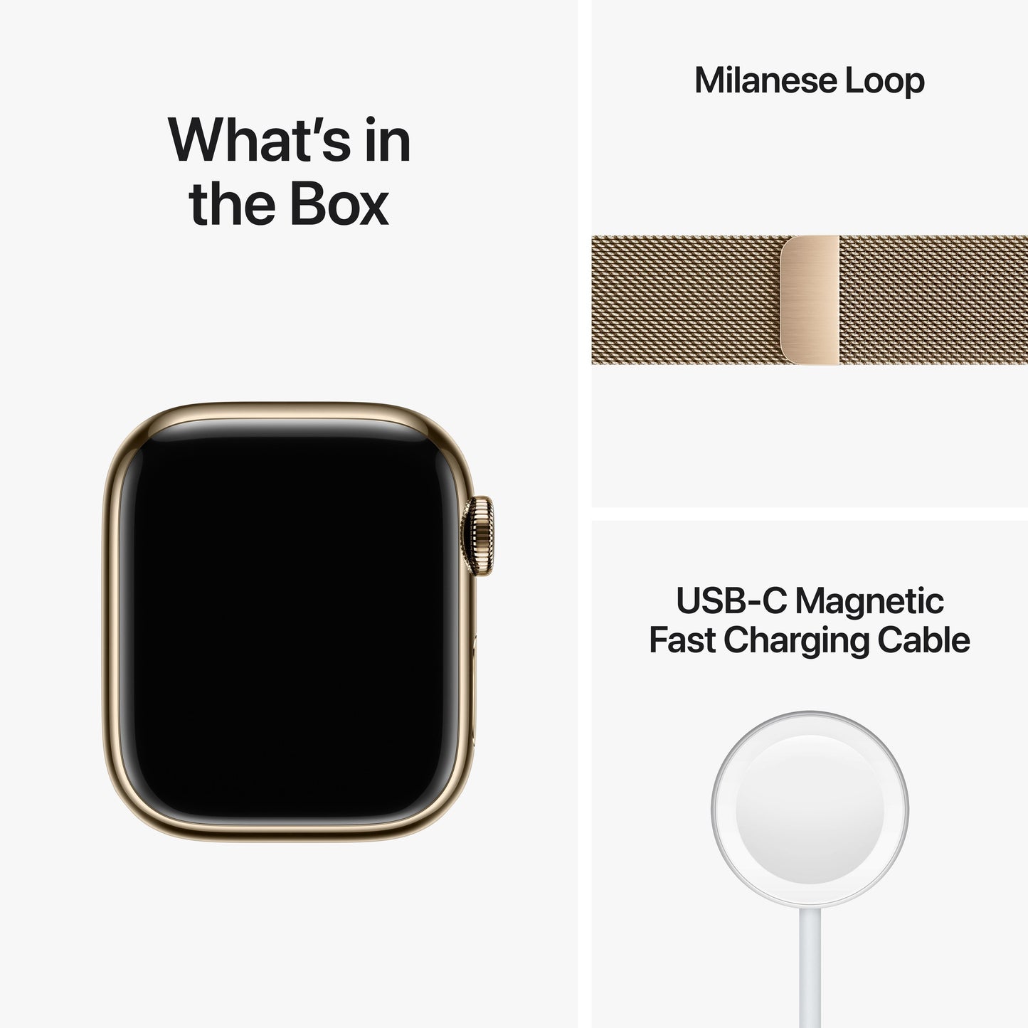 Apple Watch Series 8 GPS + Cellular de 41 mm con caja de acero inoxidable dorado y correa milanesa dorada