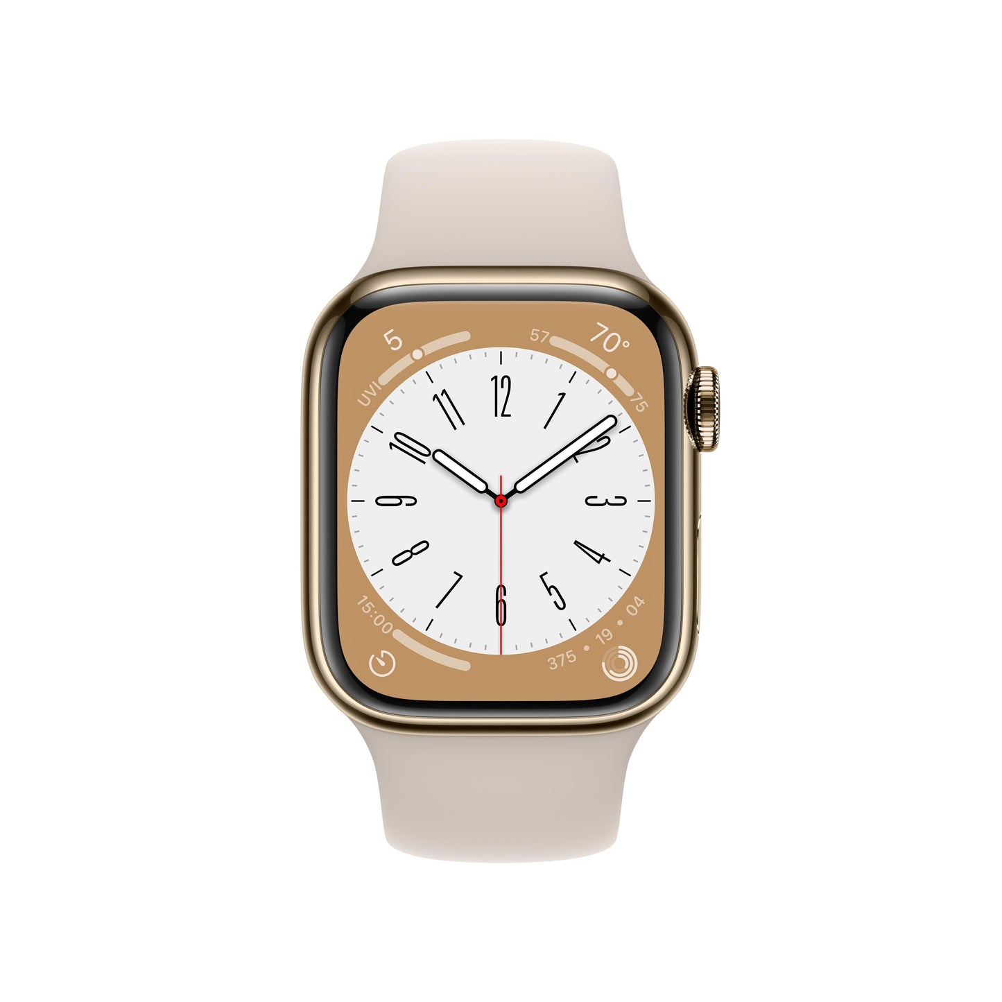 Apple Watch Series 8 GPS + Cellular 41mm Gold Stainless Steel Case with Starlight Sport Band - M/L