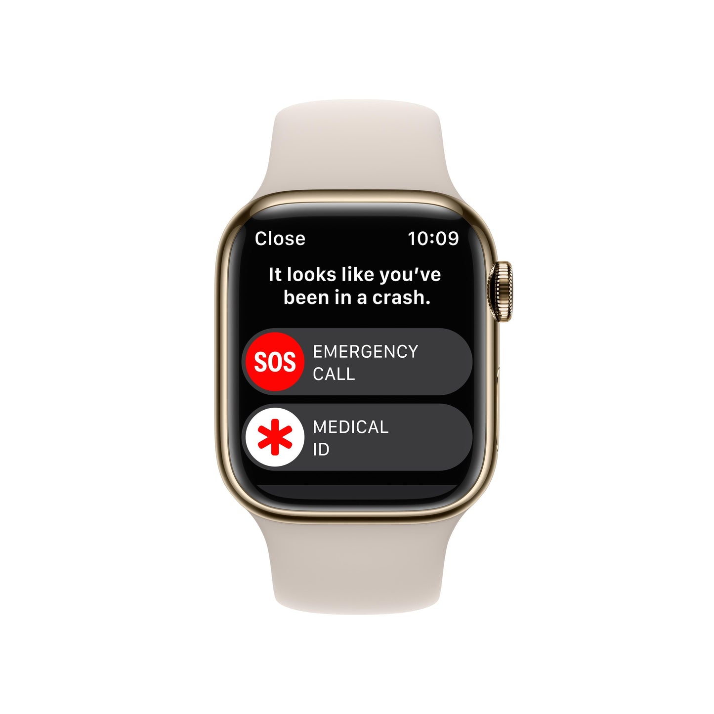 Apple Watch Series 8 GPS + Cellular de 41 mm con caja de acero inoxidable dorado y correa deportiva Starlight - Talla S/M