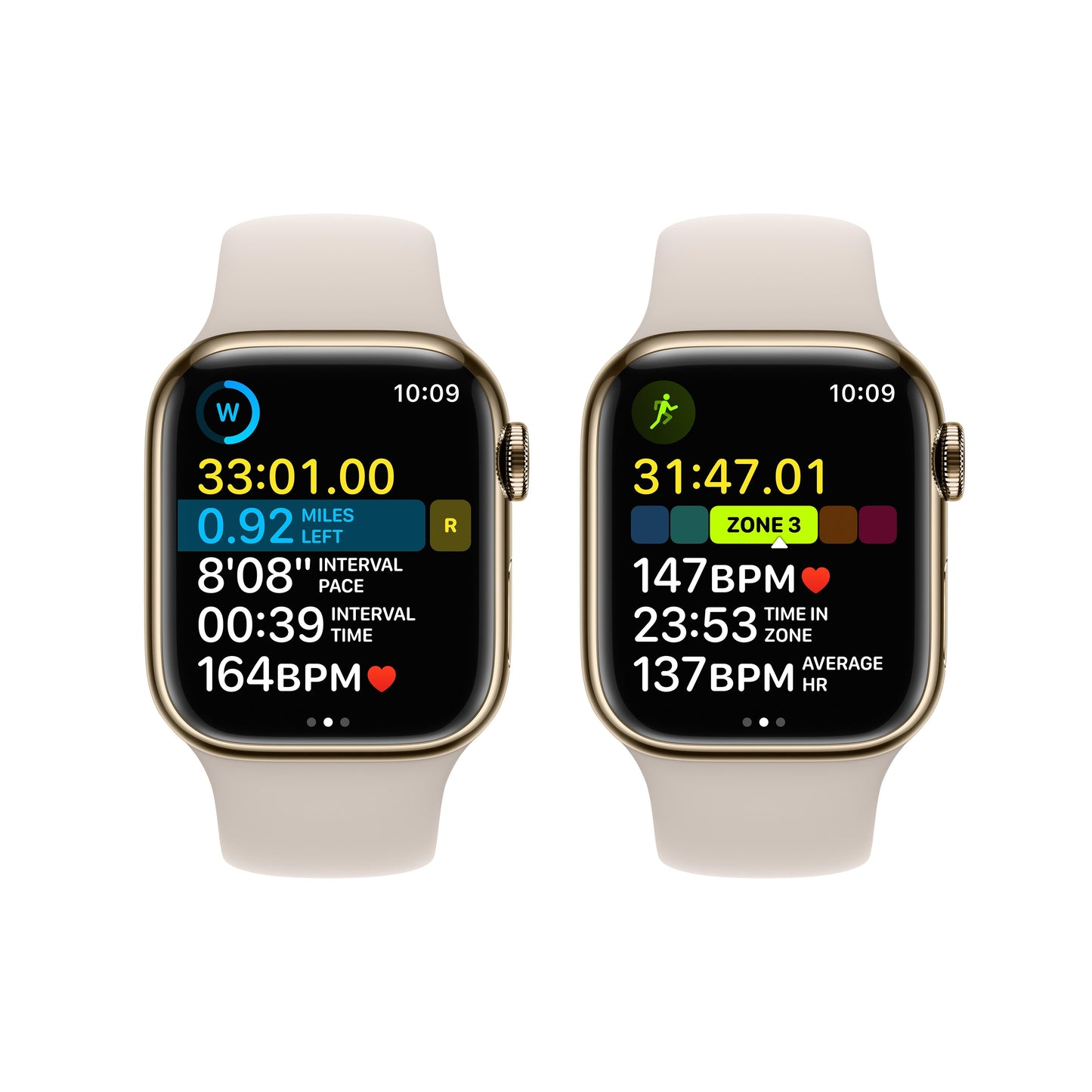 Apple Watch Series 8 GPS + Cellular de 41 mm con caja de acero inoxidable dorado y correa deportiva Starlight - Talla S/M