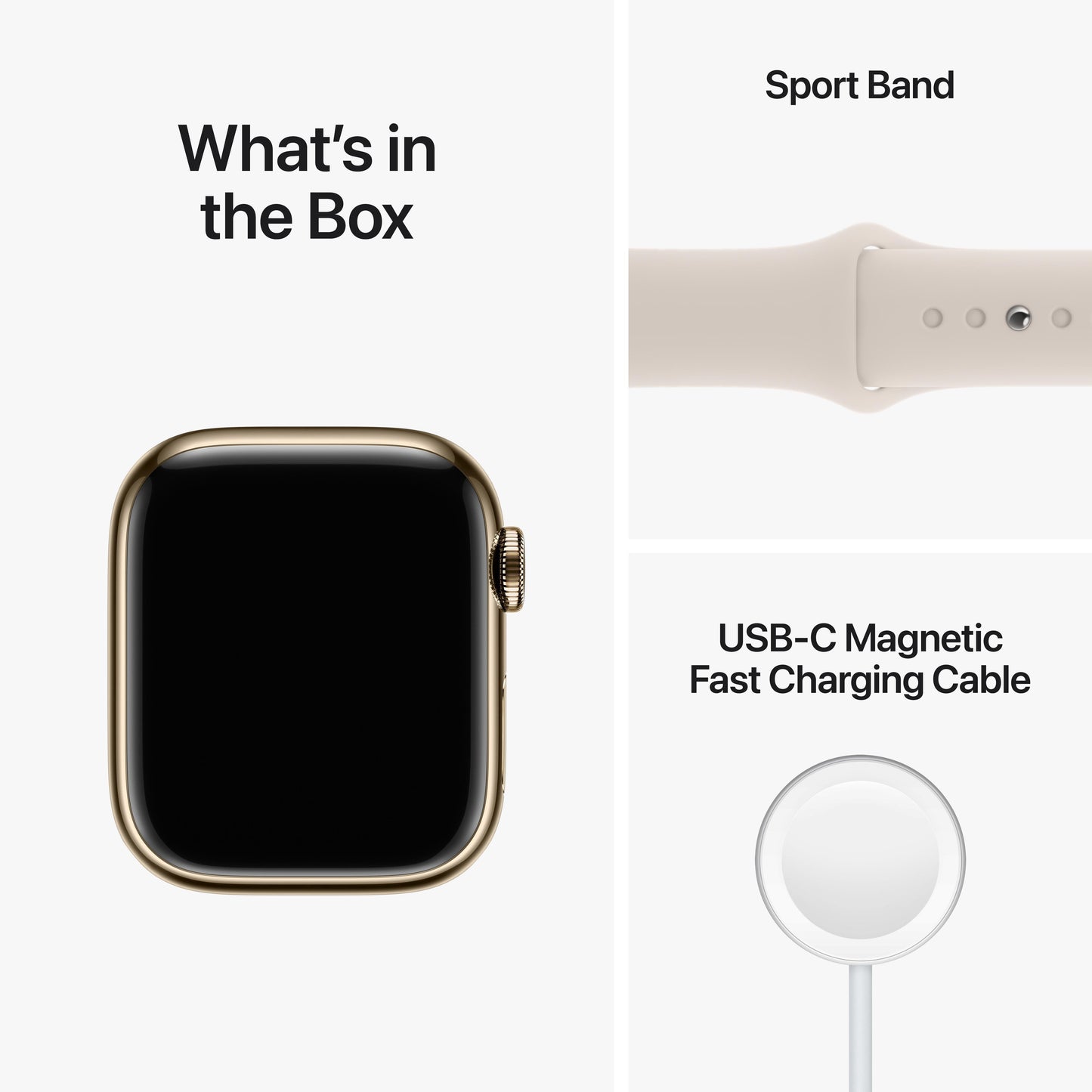 Apple Watch Series 8 GPS + Cellular 41mm Gold Stainless Steel Case with Starlight Sport Band - M/L
