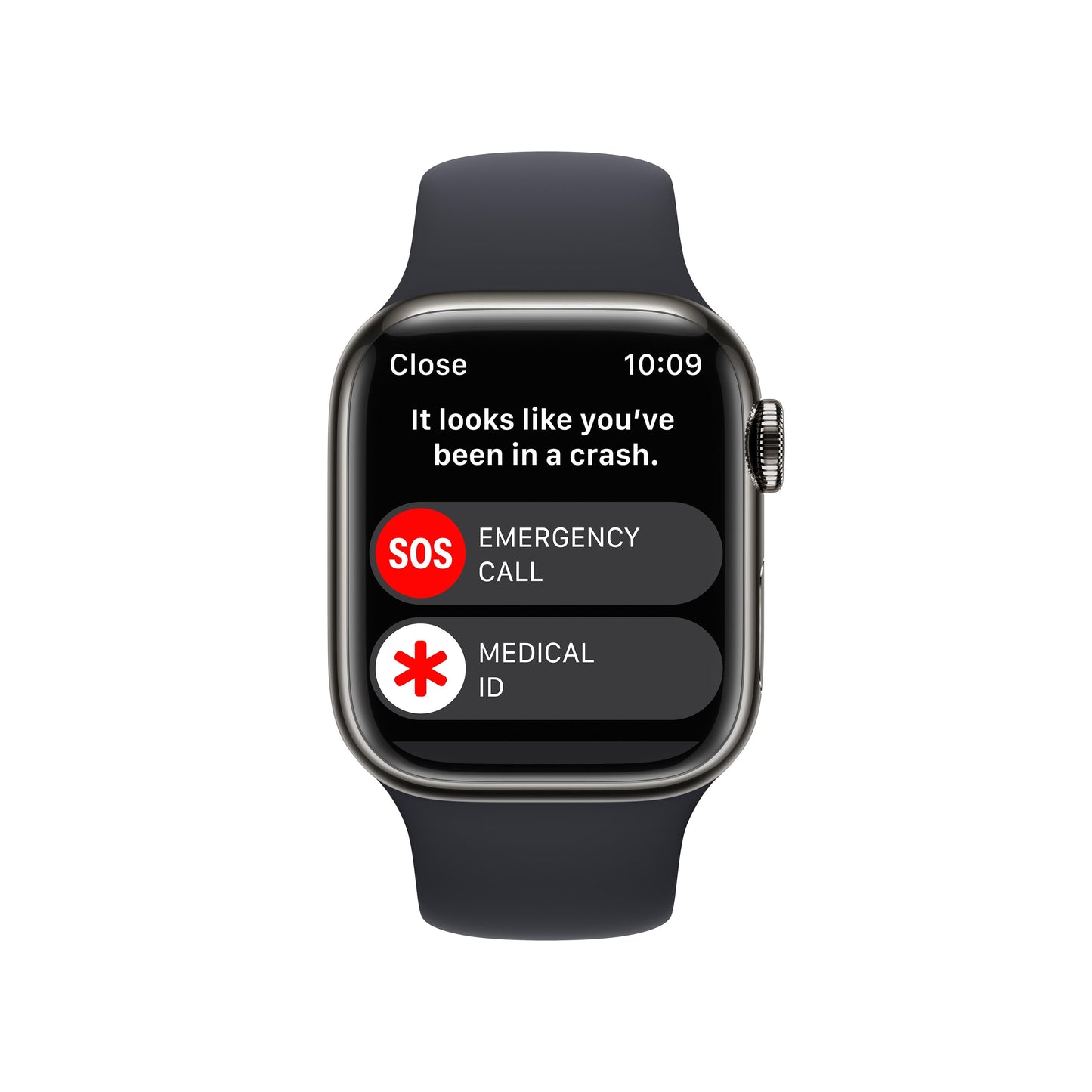 Apple Watch Series 8 GPS + Cellular de 41 mm, caja de acero inoxidable color grafito con correa deportiva color medianoche - Talla S/M