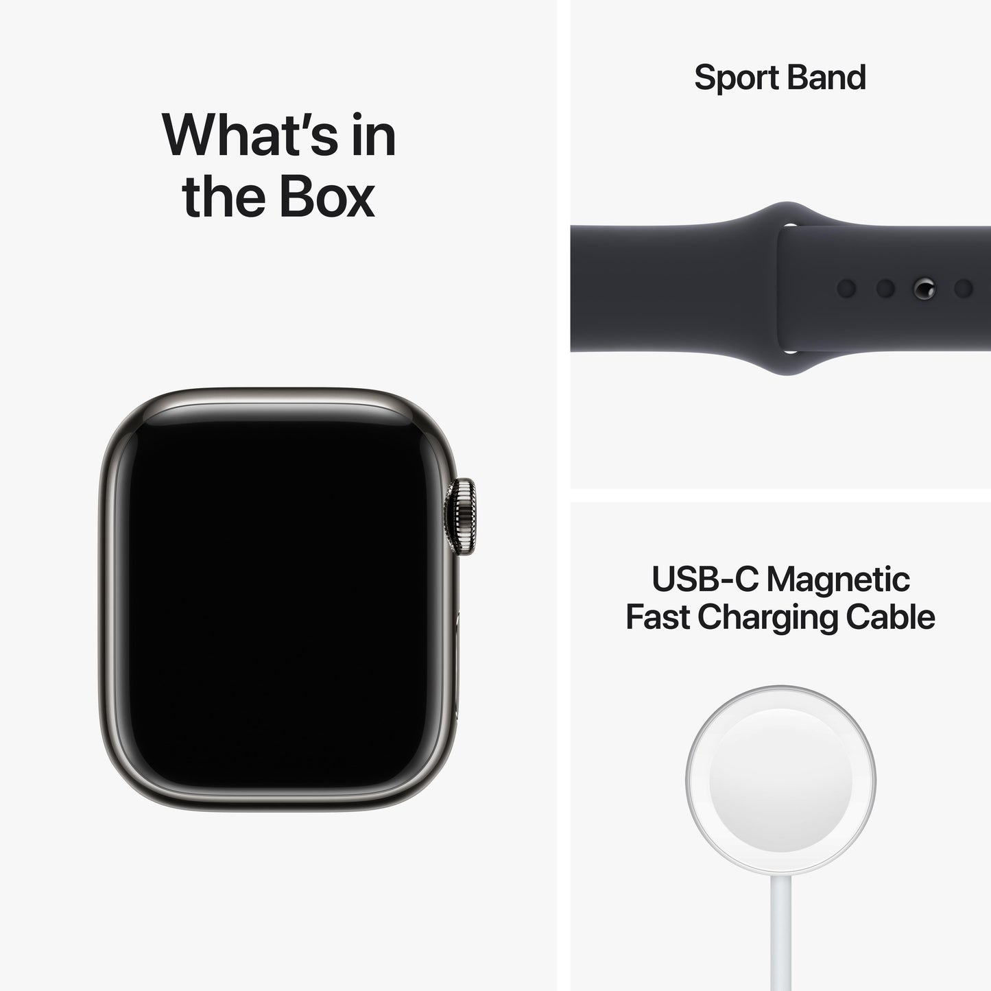 Apple Watch Series 8 GPS + Cellular de 41 mm, caja de acero inoxidable color grafito con correa deportiva color medianoche - Talla S/M