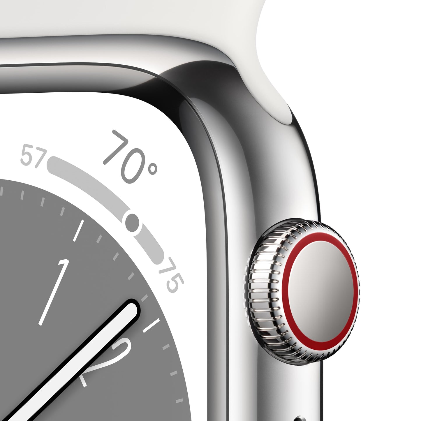 Apple Watch Series 8 GPS + Cellular de 41 mm con caja de acero inoxidable plateada y correa deportiva blanca - Talla S/M