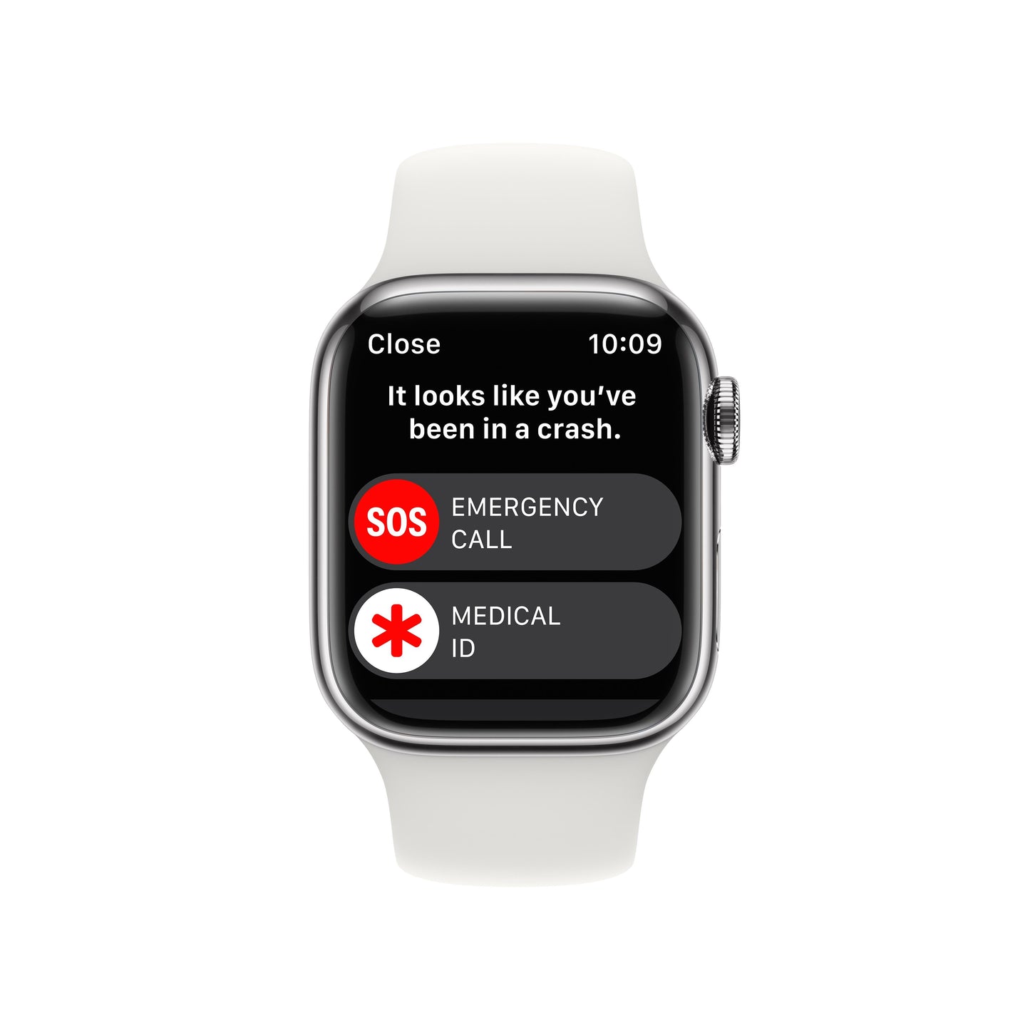 Apple Watch Series 8 GPS + Cellular de 41 mm con caja de acero inoxidable plateada y correa deportiva blanca - M/L