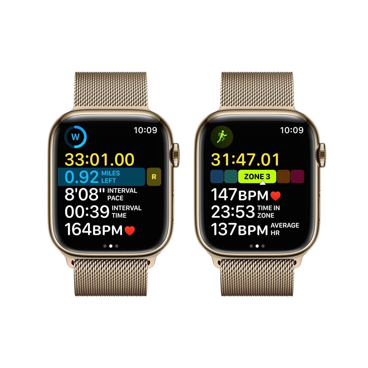 Apple Watch Series 8 GPS + Cellular de 45 mm con caja de acero inoxidable dorado y correa milanesa dorada