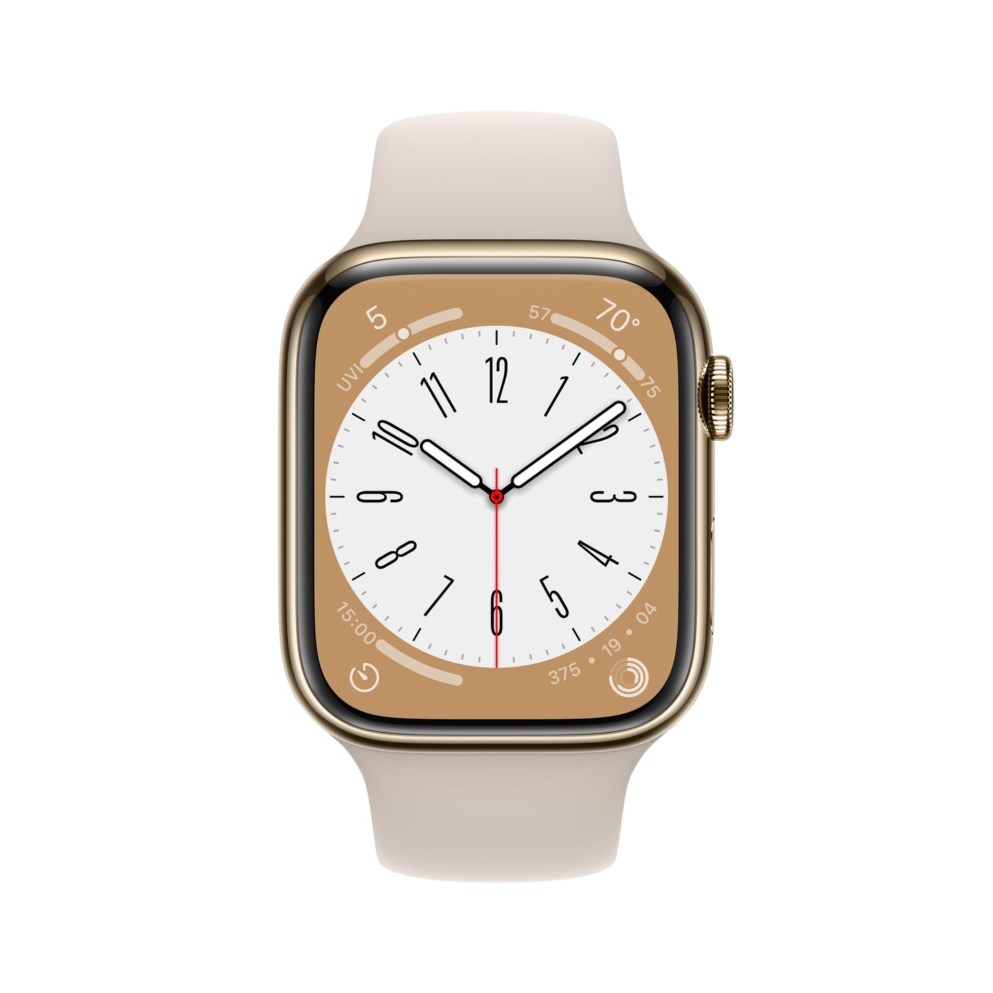 Apple Watch Series 8 GPS + Cellular 45mm Gold Stainless Steel Case with Starlight Sport Band - M/L