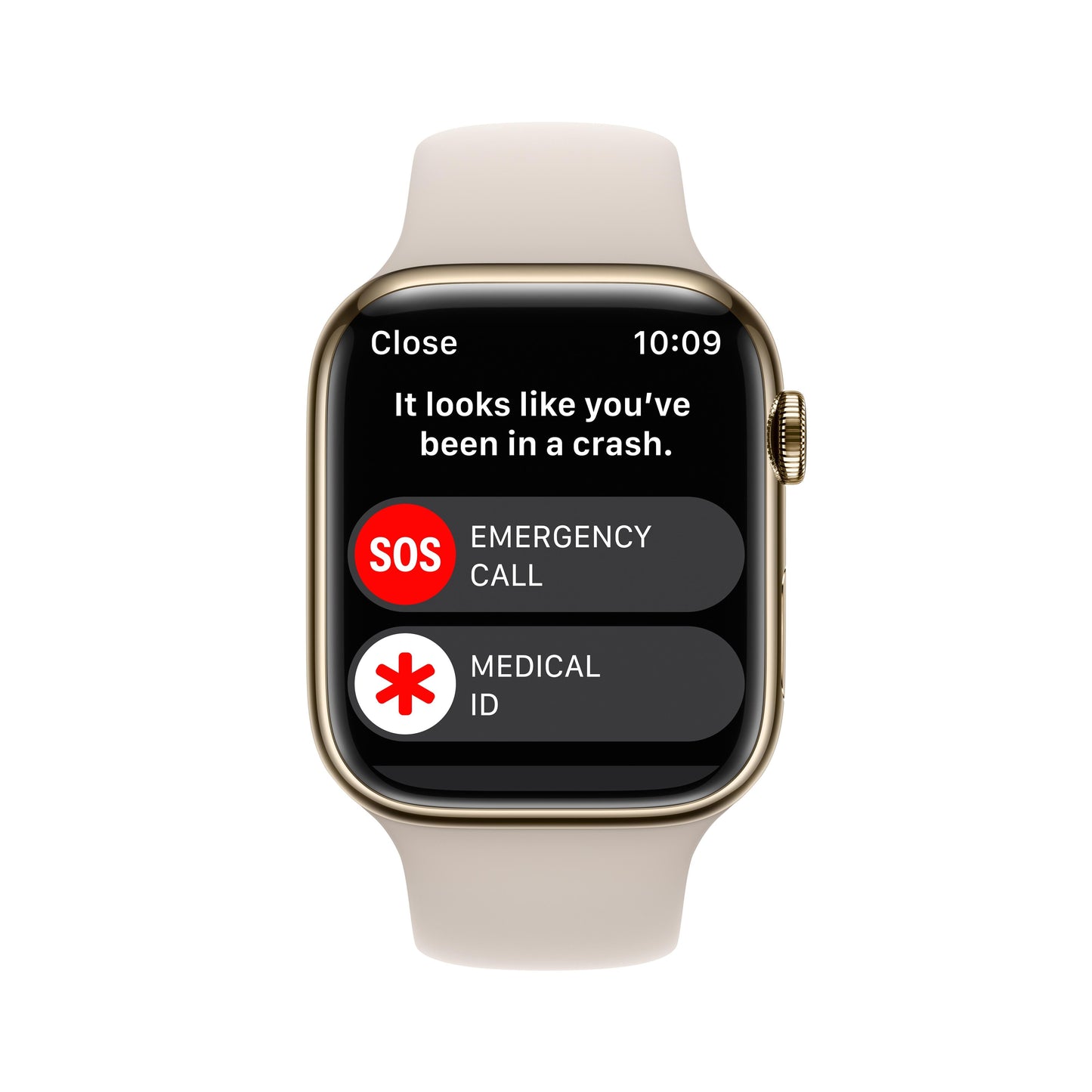 Apple Watch Series 8 GPS + Cellular 45mm Gold Stainless Steel Case with Starlight Sport Band - S/M