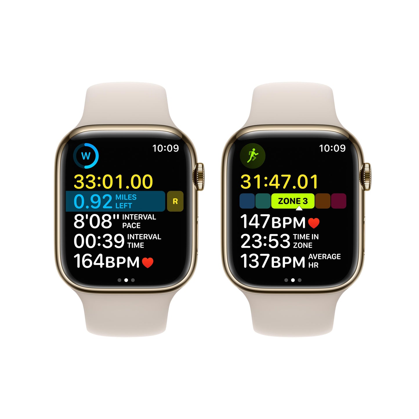 Apple Watch Series 8 GPS + Cellular 45mm Gold Stainless Steel Case with Starlight Sport Band - S/M