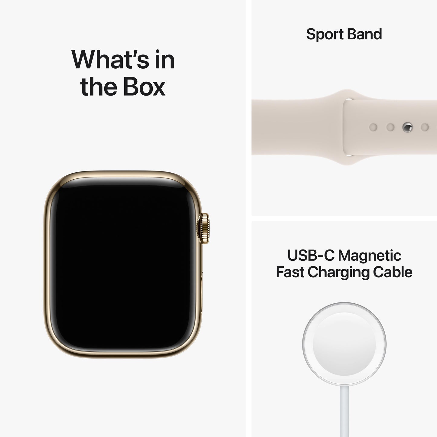 Apple Watch Series 8 GPS + Cellular 45mm Gold Stainless Steel Case with Starlight Sport Band - S/M