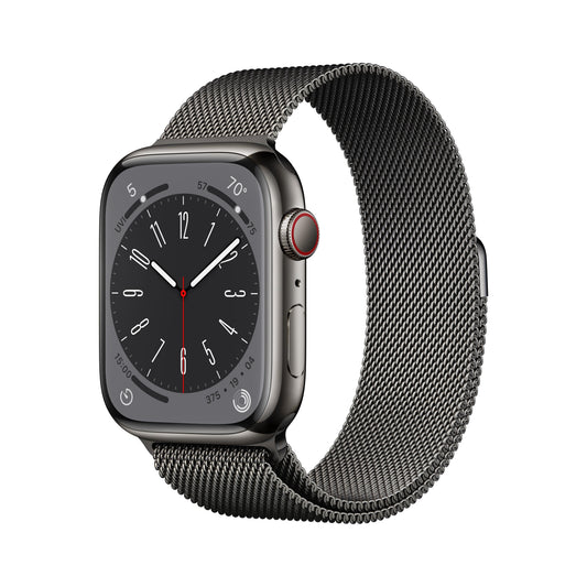 Apple Watch Series 8 GPS + Cellular de 45 mm con caja de acero inoxidable color grafito y correa Milanese Loop color grafito