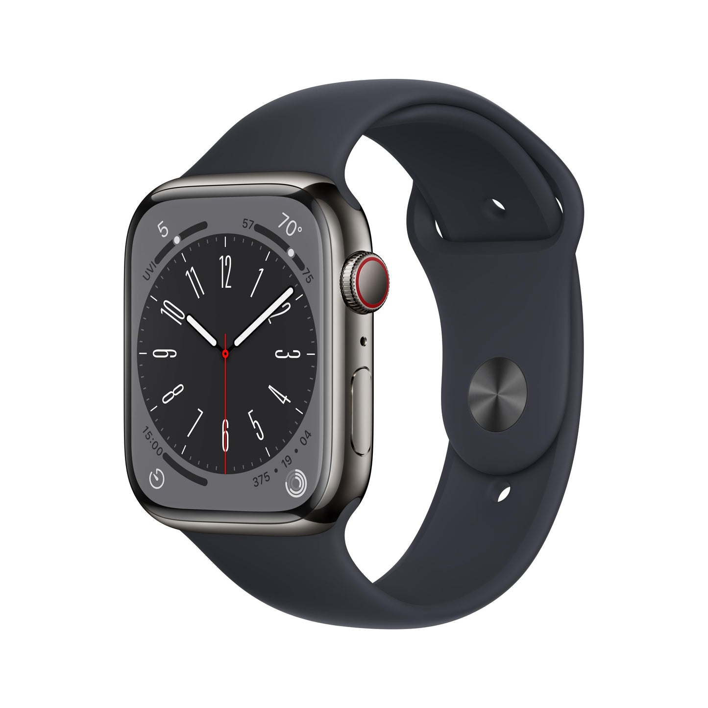 Apple Watch Series 8 GPS + Cellular 45mm Graphite Stainless Steel Case with Midnight Sport Band - S/M
