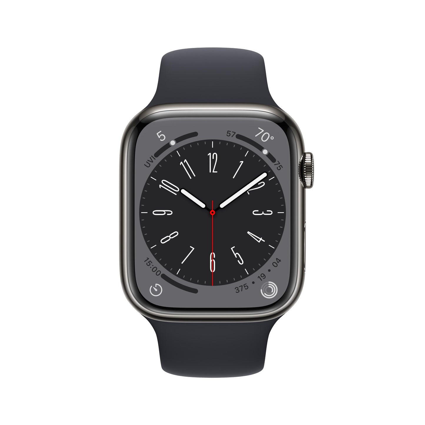 Apple Watch Series 8 GPS + Cellular 45mm Graphite Stainless Steel Case with Midnight Sport Band - S/M
