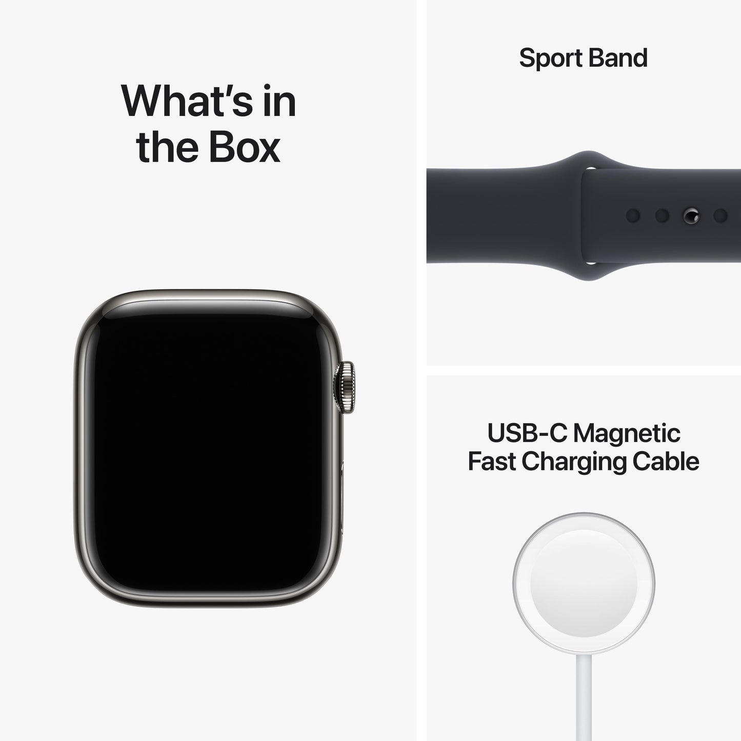 Apple Watch Series 8 GPS + Cellular 45mm Graphite Stainless Steel Case with Midnight Sport Band - S/M