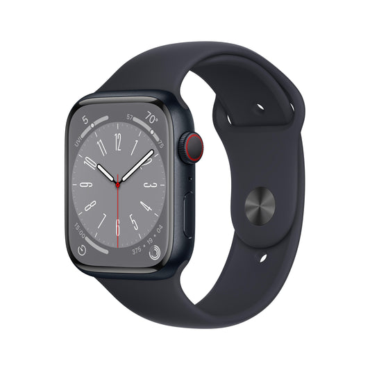 Apple Watch Series 8 GPS + Cellular de 45 mm con caja de aluminio color medianoche y correa deportiva color medianoche - Talla S/M