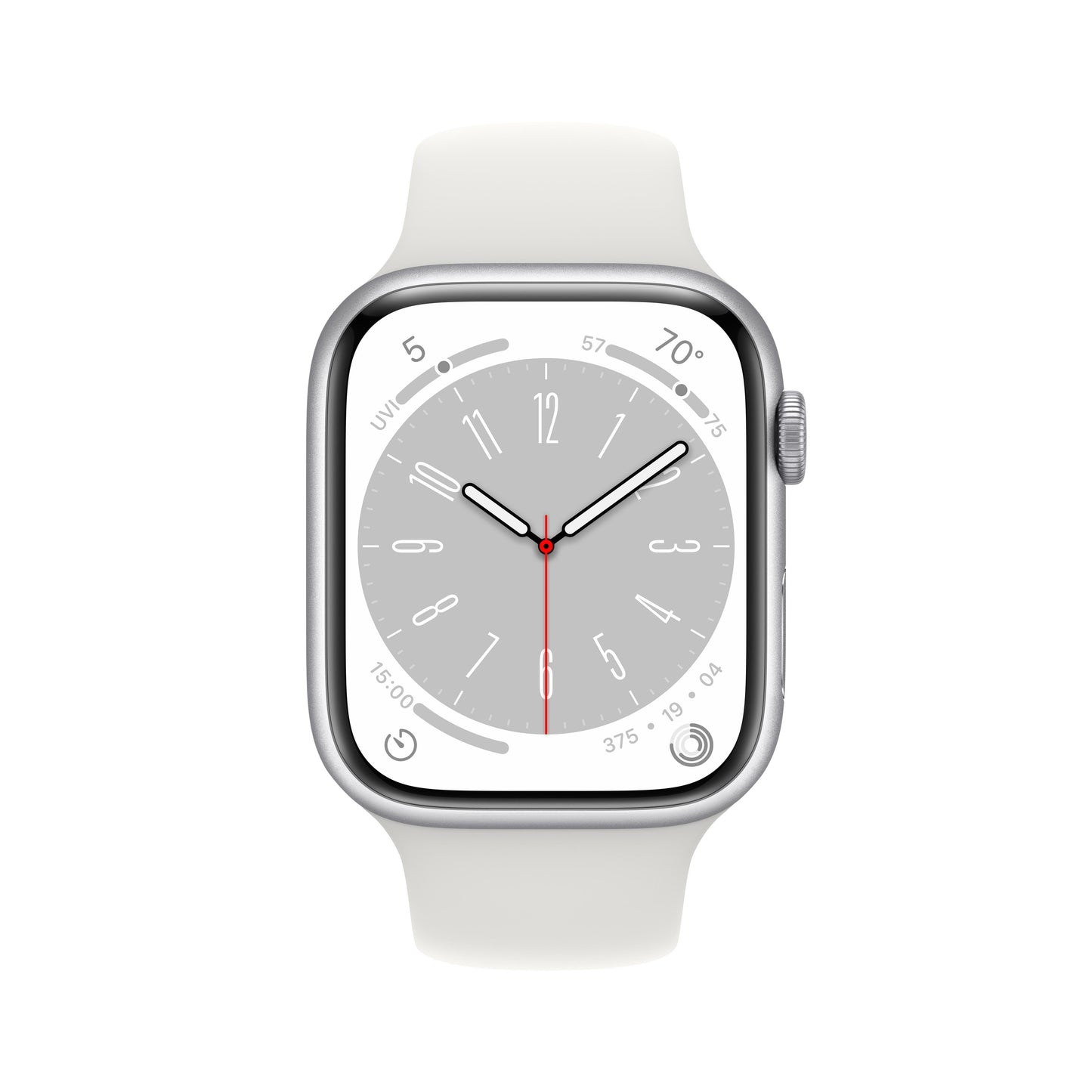 Apple Watch Series 8 GPS + Cellular 45mm Silver Aluminum Case with White Sport Band - M/L