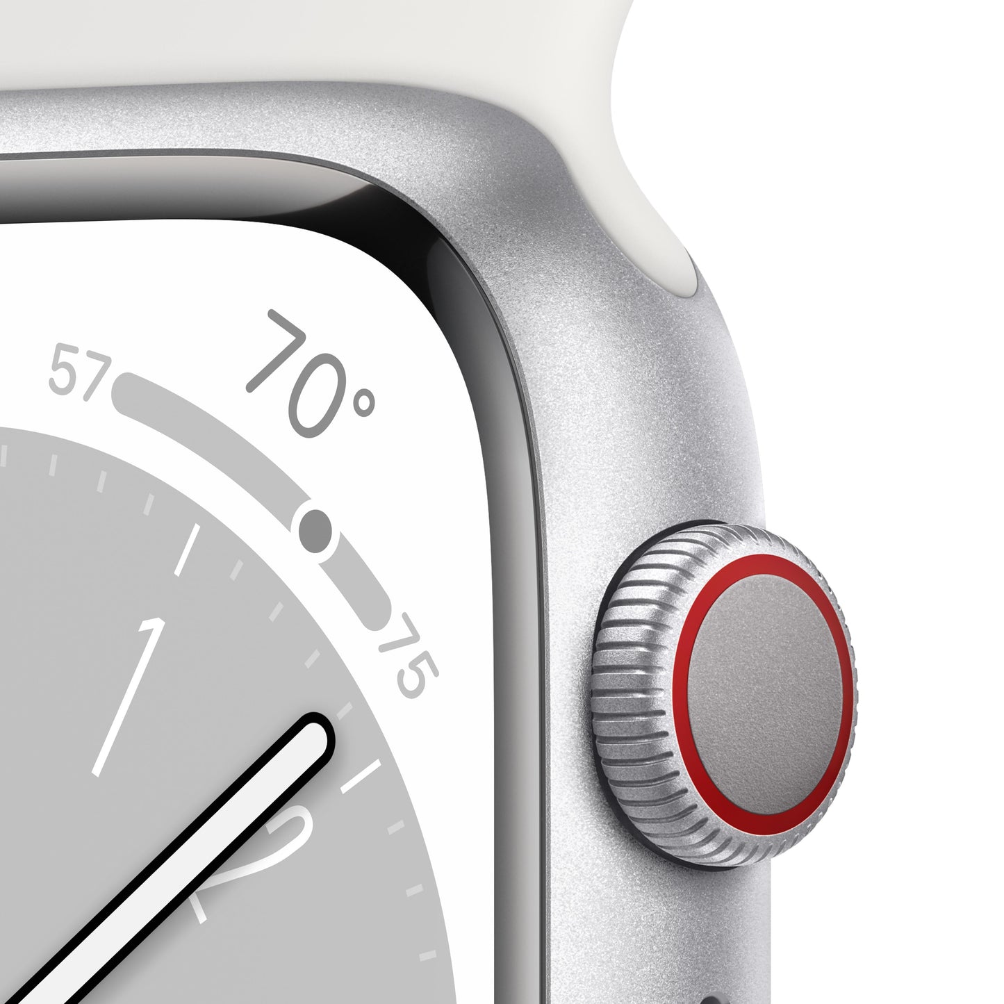 Apple Watch Series 8 GPS + Cellular 45mm Silver Aluminum Case with White Sport Band - S/M
