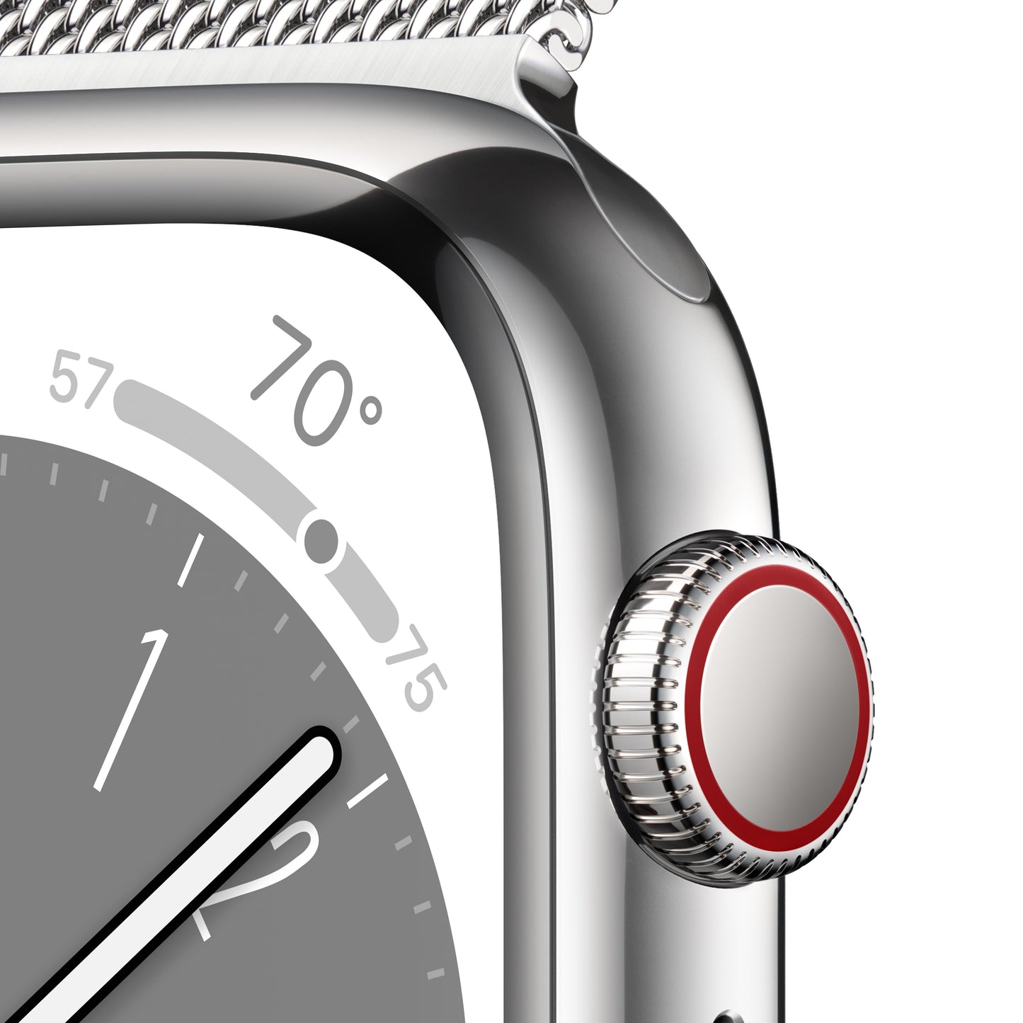 Apple Watch Series 8 GPS + Cellular de 45 mm con caja de acero inoxidable plateada y correa milanesa plateada