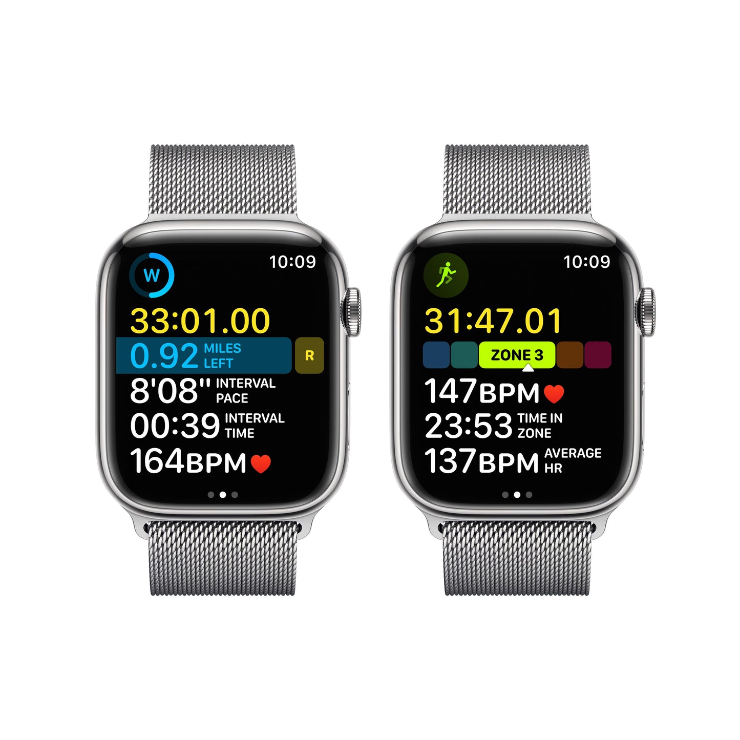 Apple Watch Series 8 GPS + Cellular de 45 mm con caja de acero inoxidable plateada y correa milanesa plateada
