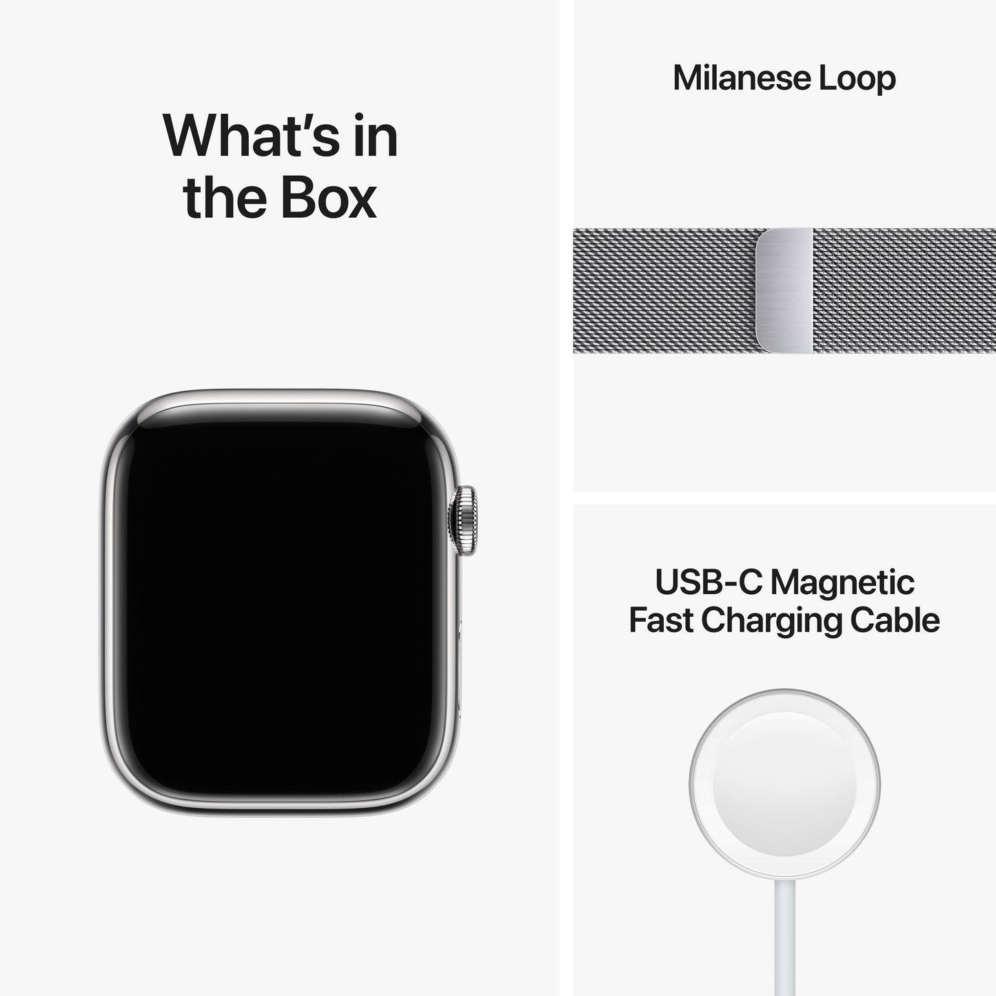 Apple Watch Series 8 GPS + Cellular de 45 mm con caja de acero inoxidable plateada y correa milanesa plateada
