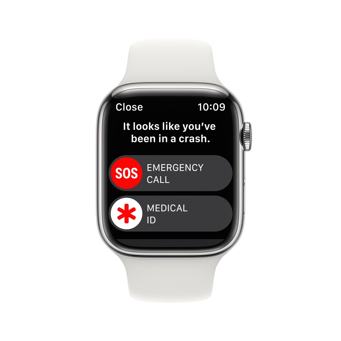 Apple Watch Series 8 GPS + Cellular de 45 mm con caja de acero inoxidable plateada y correa deportiva blanca - Talla S/M