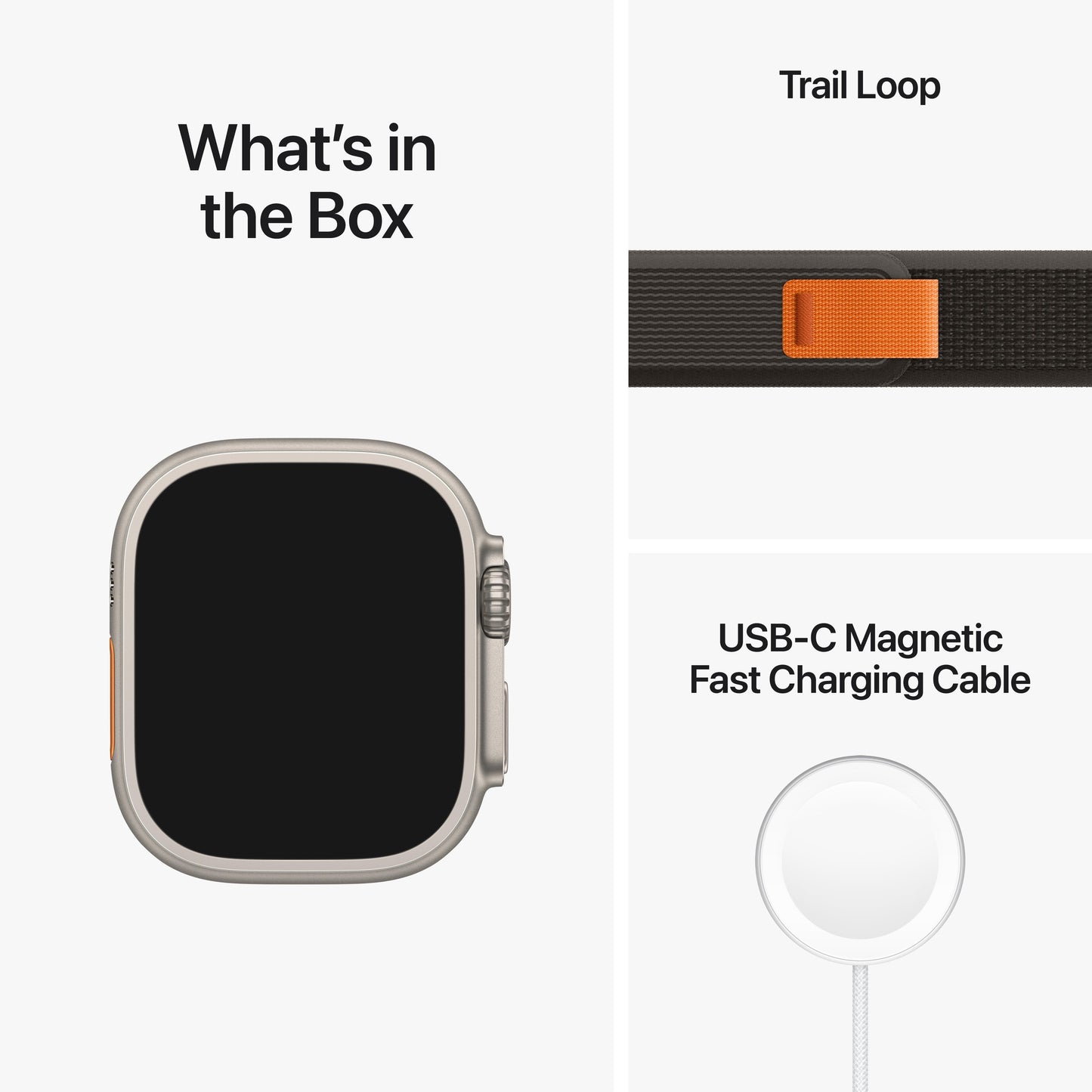 Apple Watch Ultra GPS + Cellular, 49mm Titanium Case with Black/Gray Trail Loop - S/M