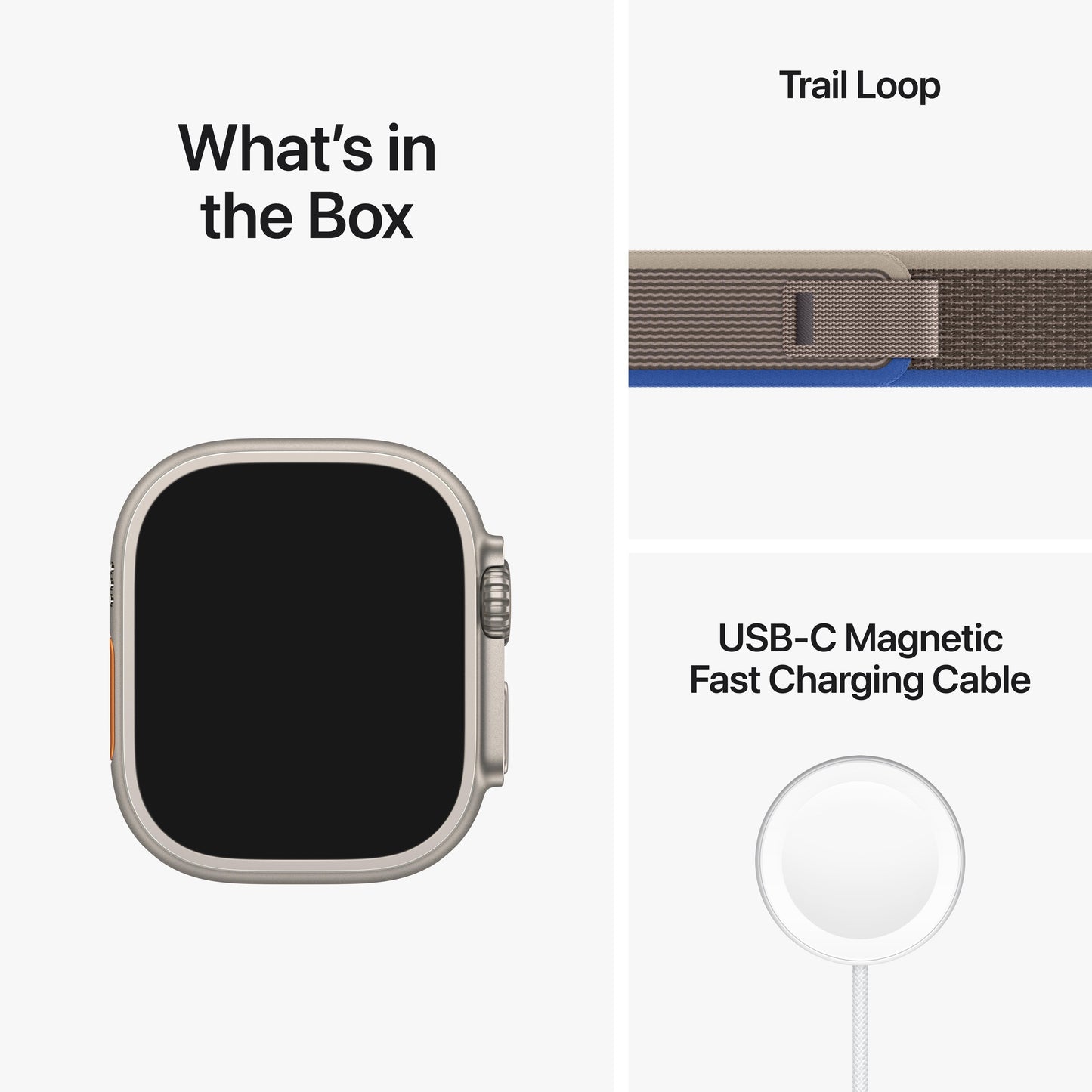 Apple Watch Ultra GPS + Cellular, 49mm Titanium Case with Blue/Gray Trail Loop - S/M