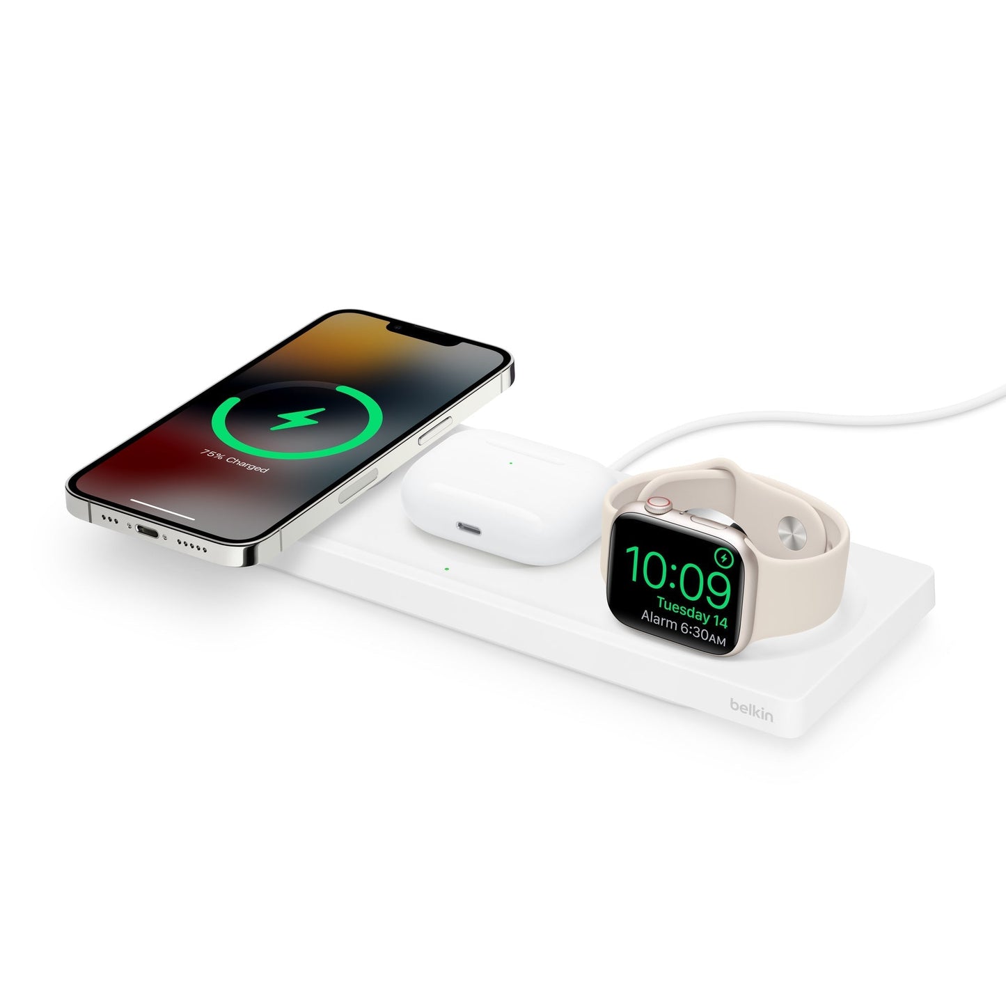 Belkin BOOST↑CHARGE™ PRO 3-in-1 Wireless Charging Pad with MagSafe - White