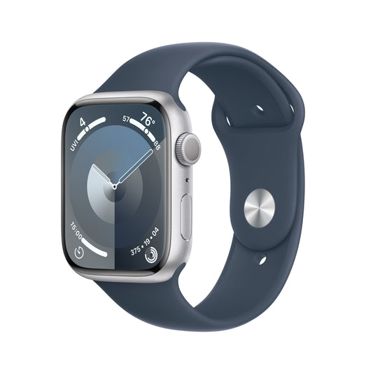 Apple_Watch_Series_9_GPS_45mm_Silver_Aluminum_Storm_Blue_Sport_Band_PDP_Image_Position-1__en-US