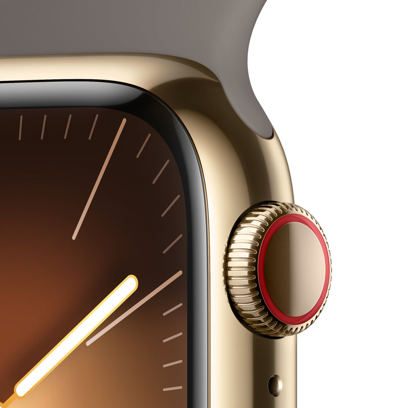 Apple_Watch_Series_9_LTE_41mm_Gold_Stainless_Steel_Clay_Sport_Band_PDP_Image_Position-3__en-US